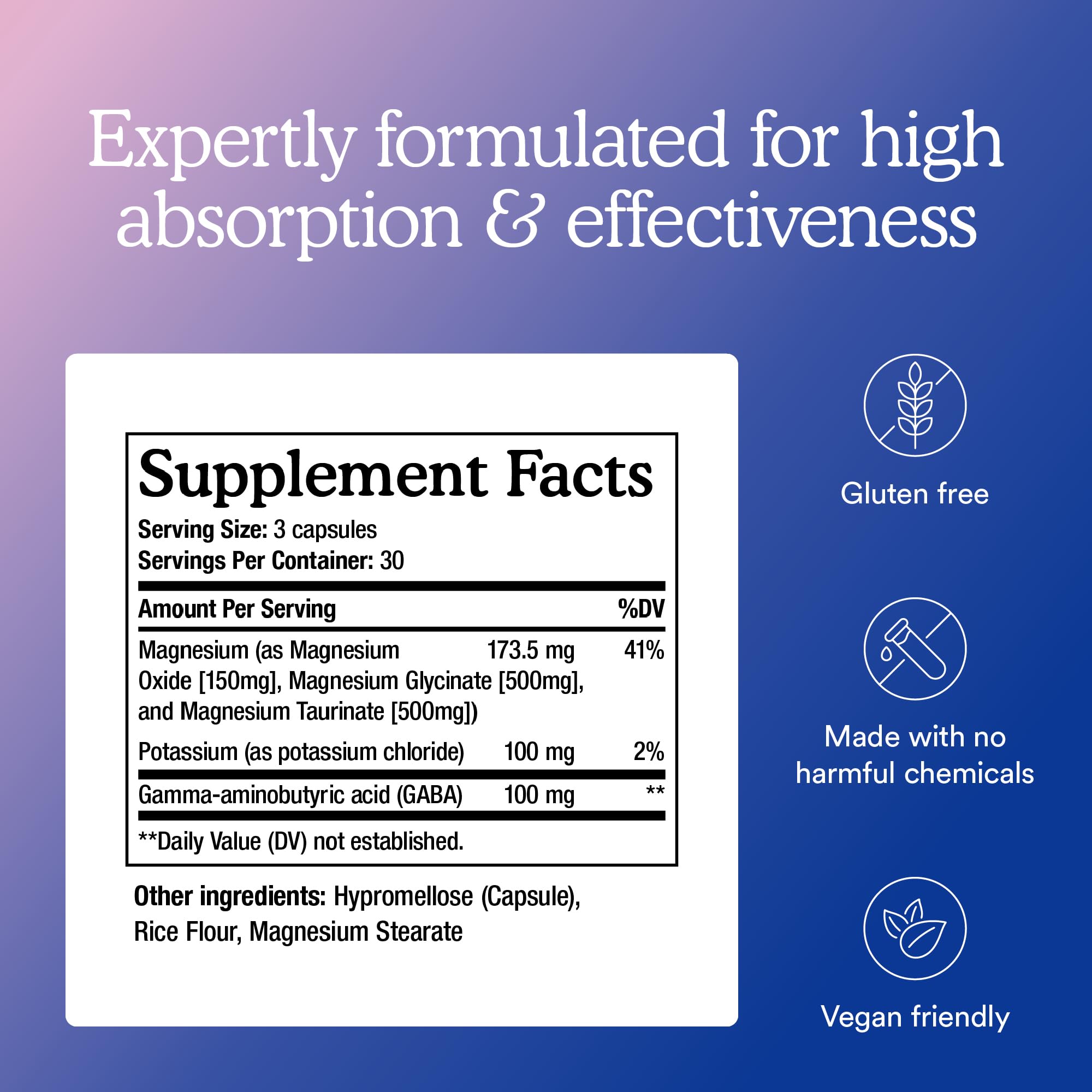 MitoQ Magnesium Complex Supplement 100g back view with ingredient list