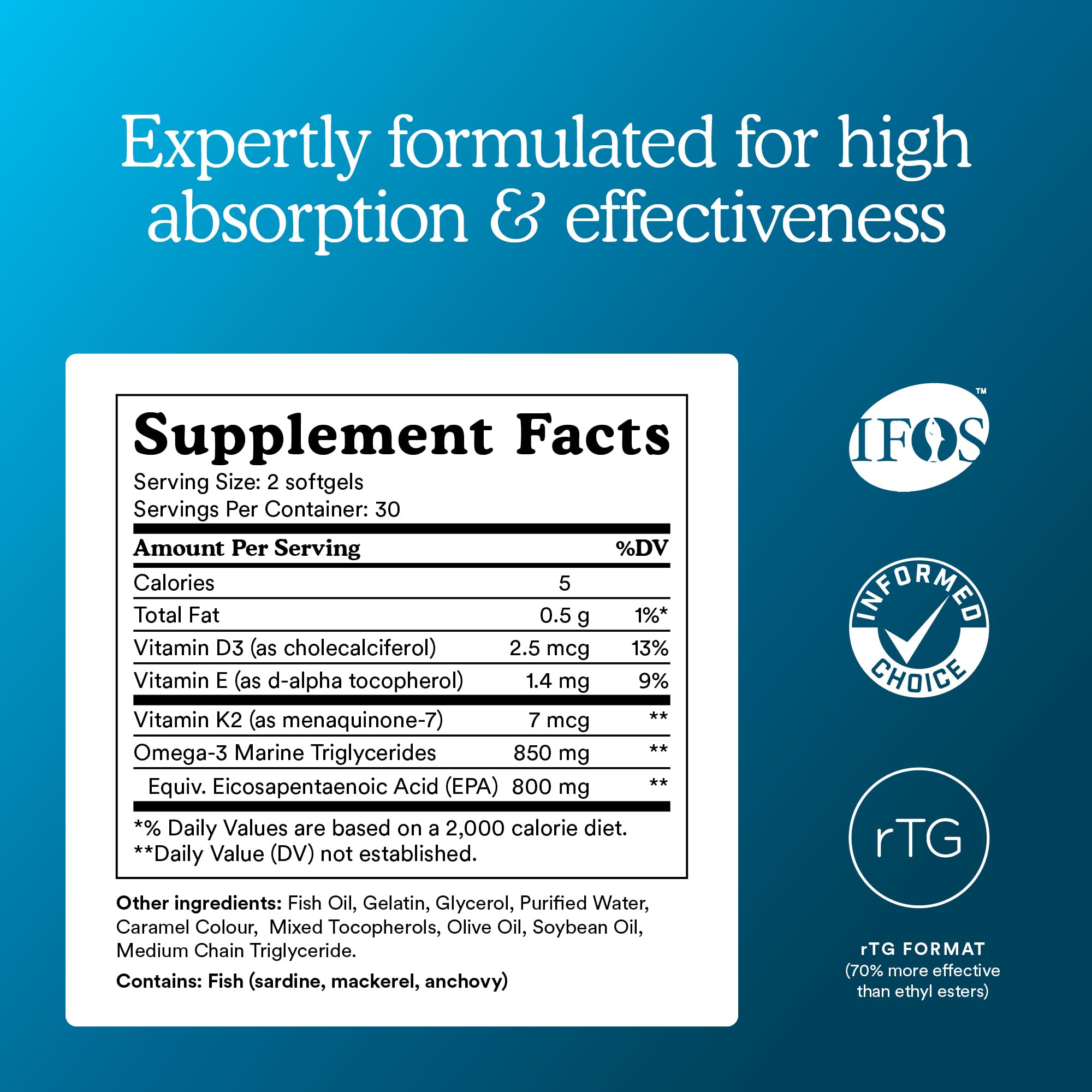 MitoQ Omega-3 EPA Fish Oil Softgels 800mg bottle with label