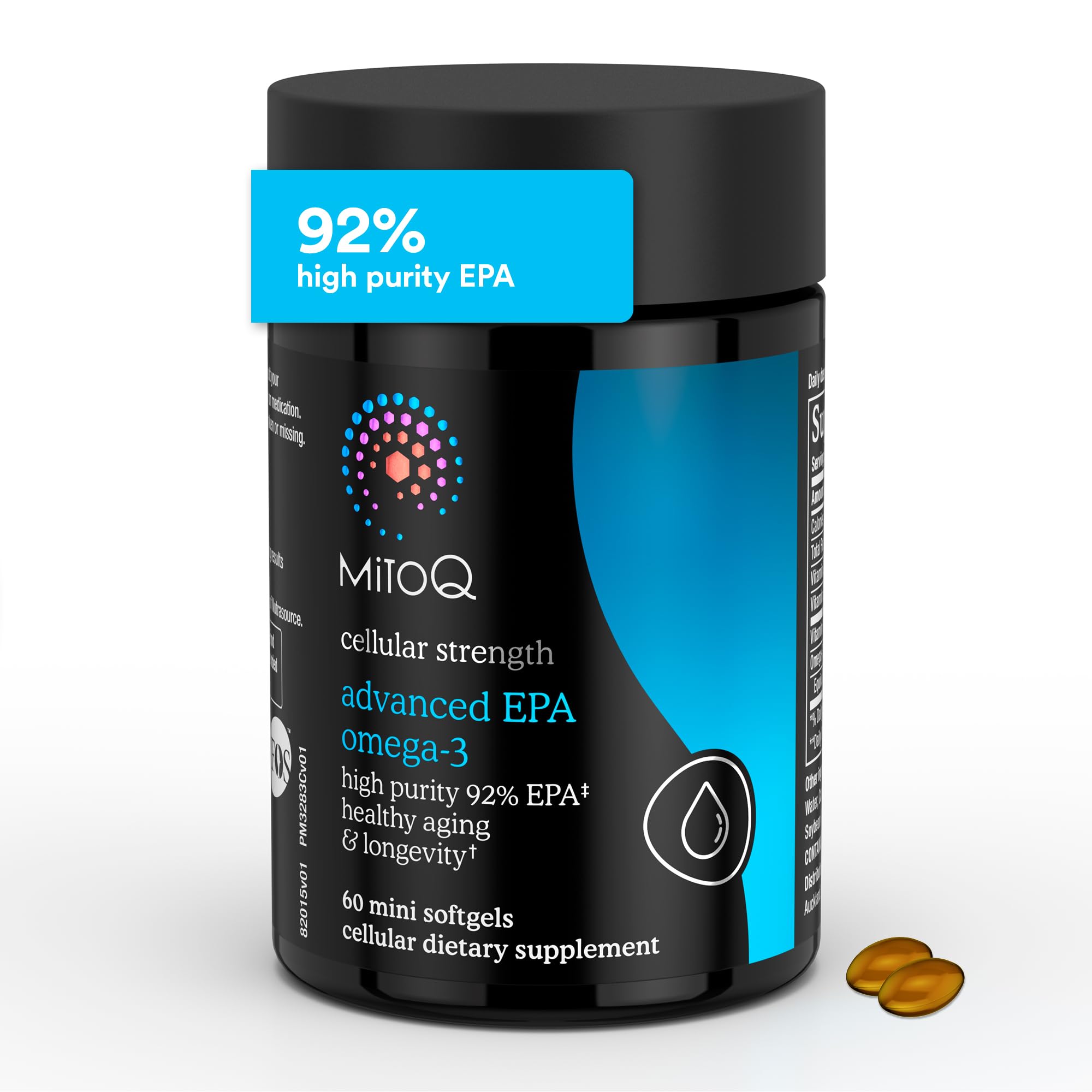 MitoQ Omega-3 EPA Fish Oil Softgels 800mg front view