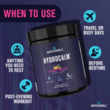 Mitoswell Hydrocalm Nighttime Hydration Powder serving suggestion with a calming setting