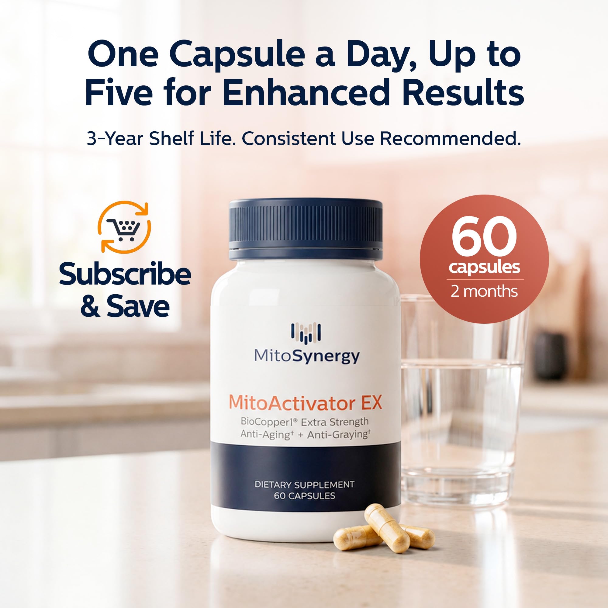 MitoSynergy Copper Supplement bottle with a measuring spoon