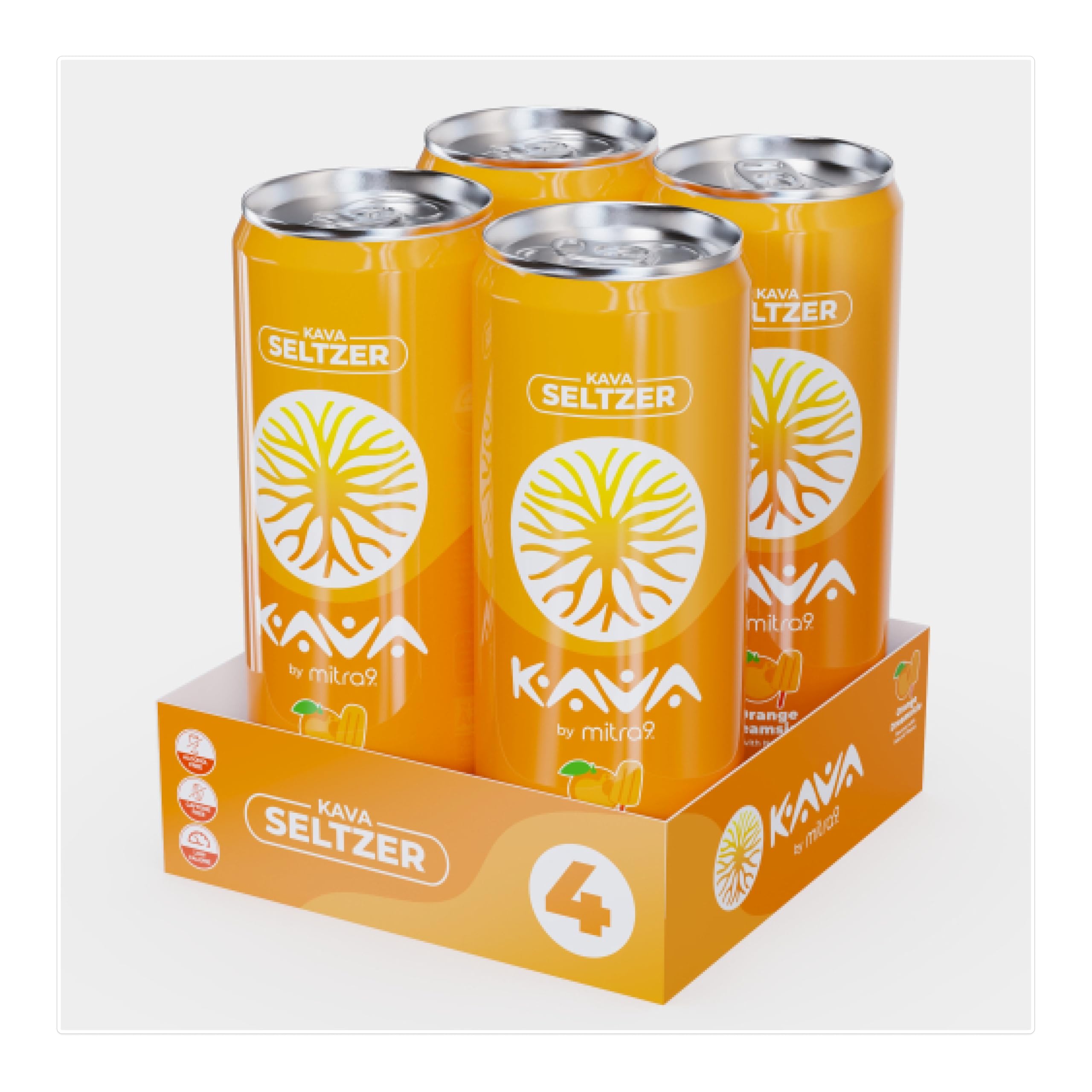 Mitra9 Kava Kava Seltzer can side view showcasing nutritional information