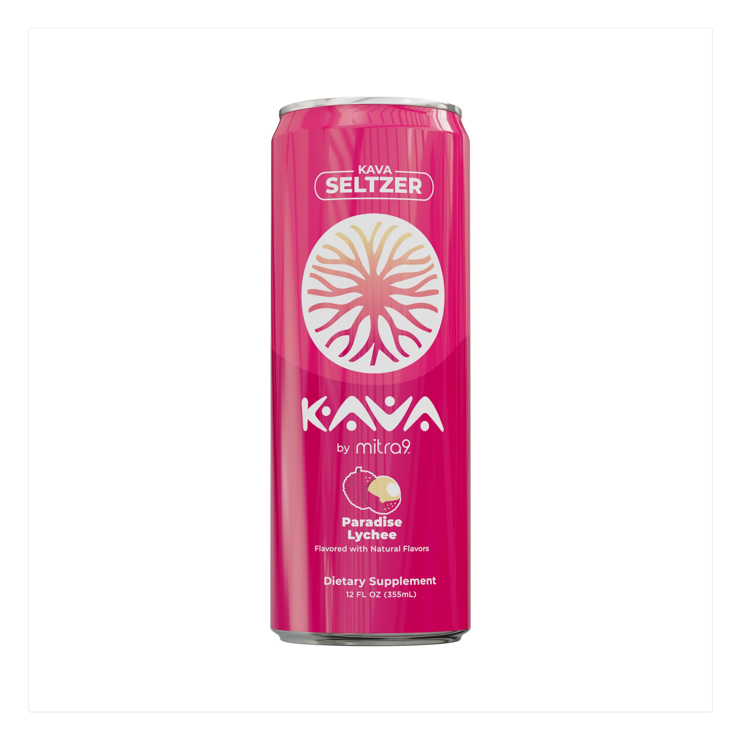 Mitra9 Kava Seltzer Paradise Lychee can front view