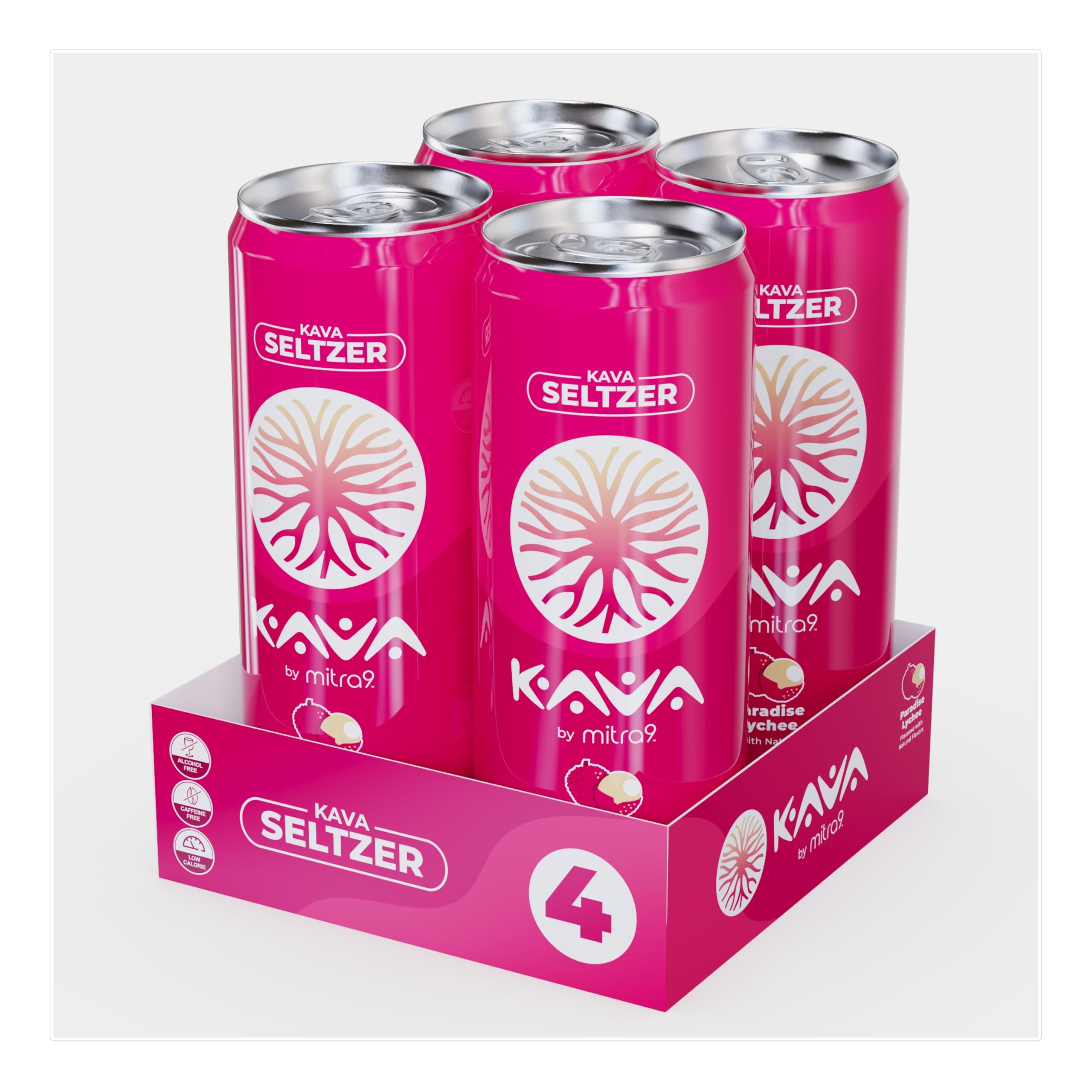 Mitra9 Kava Seltzer Paradise Lychee can side view