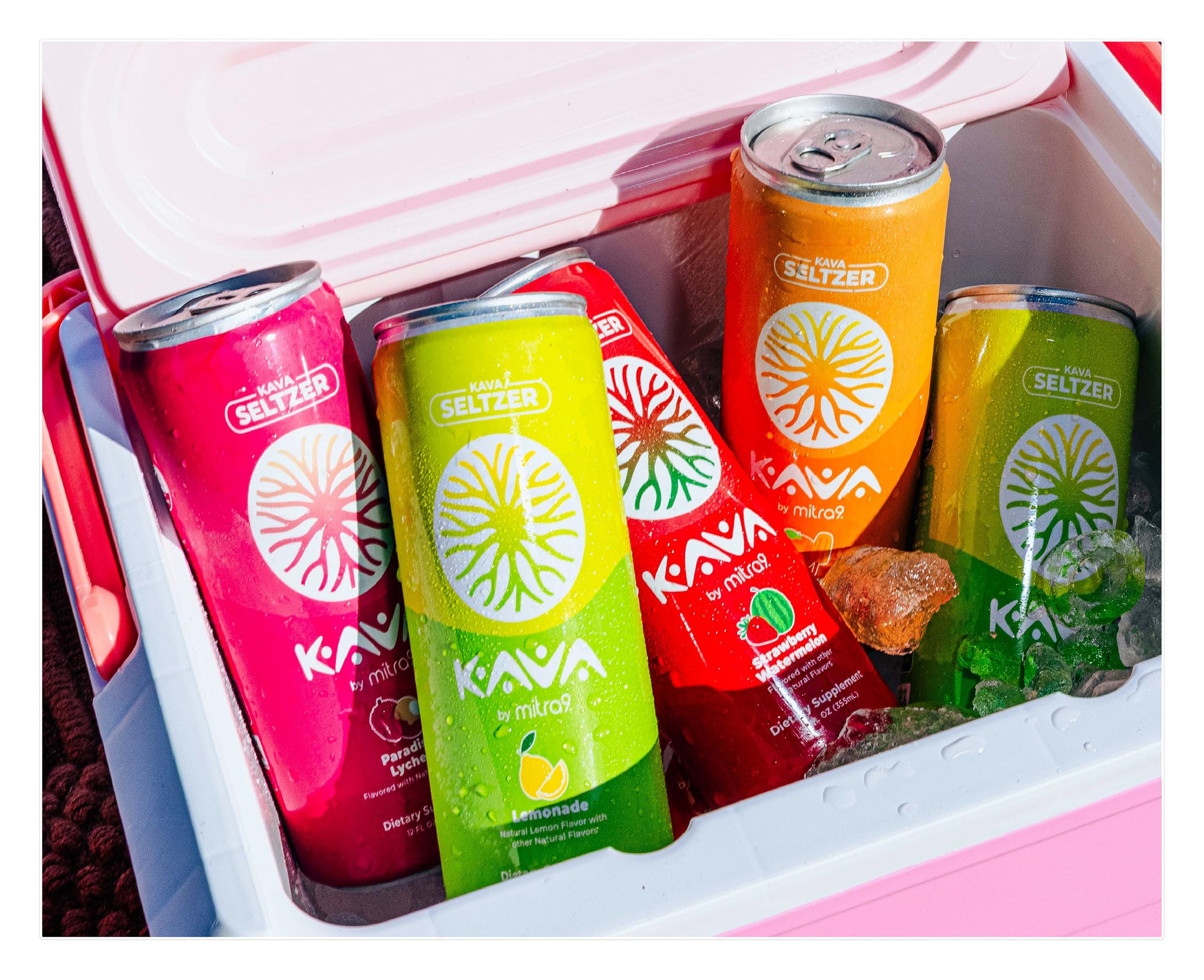 Mitra9 Kava Seltzer Paradise Lychee can with ingredients displayed