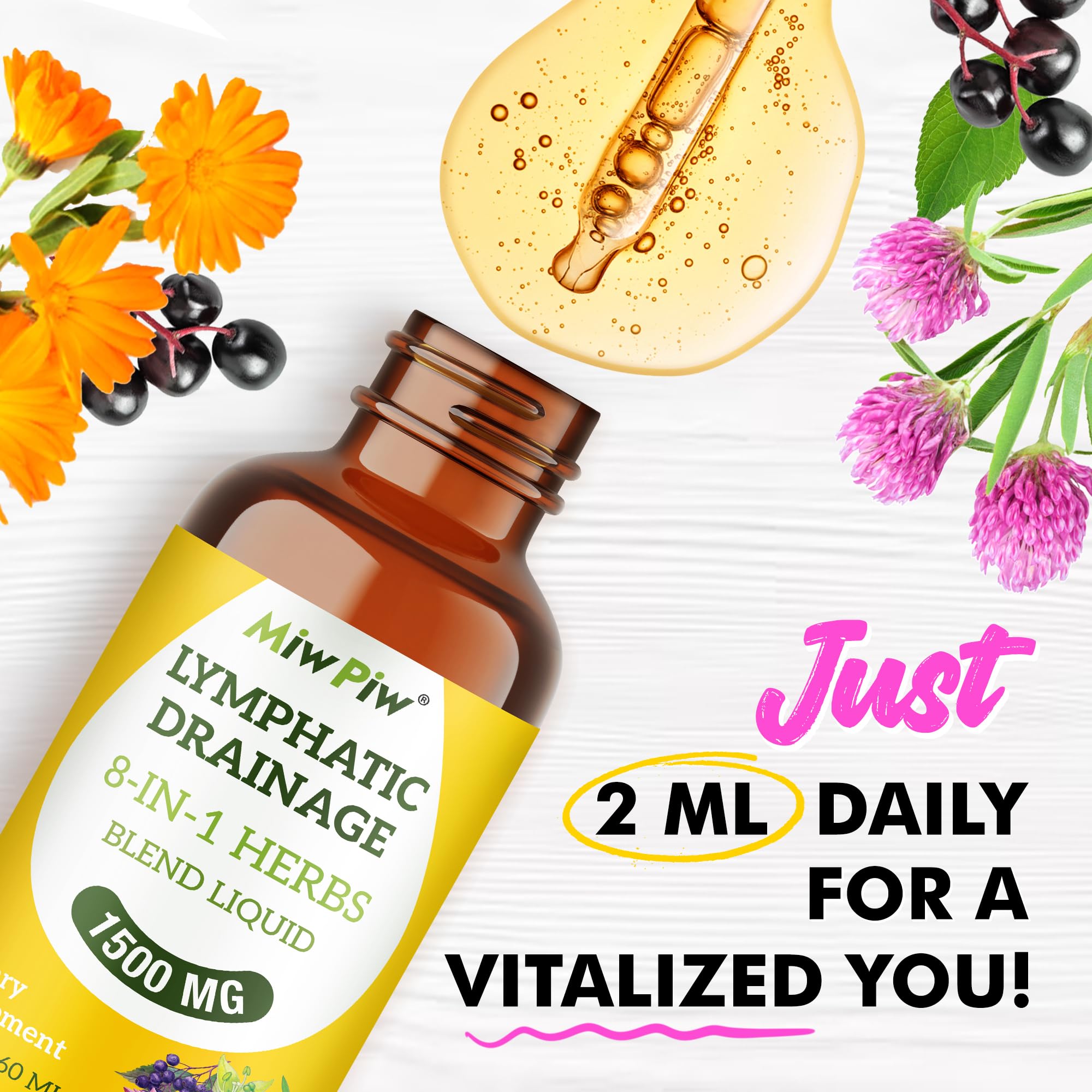 Miw Piw Lymphatic Drainage Drops 30ml bottle with label