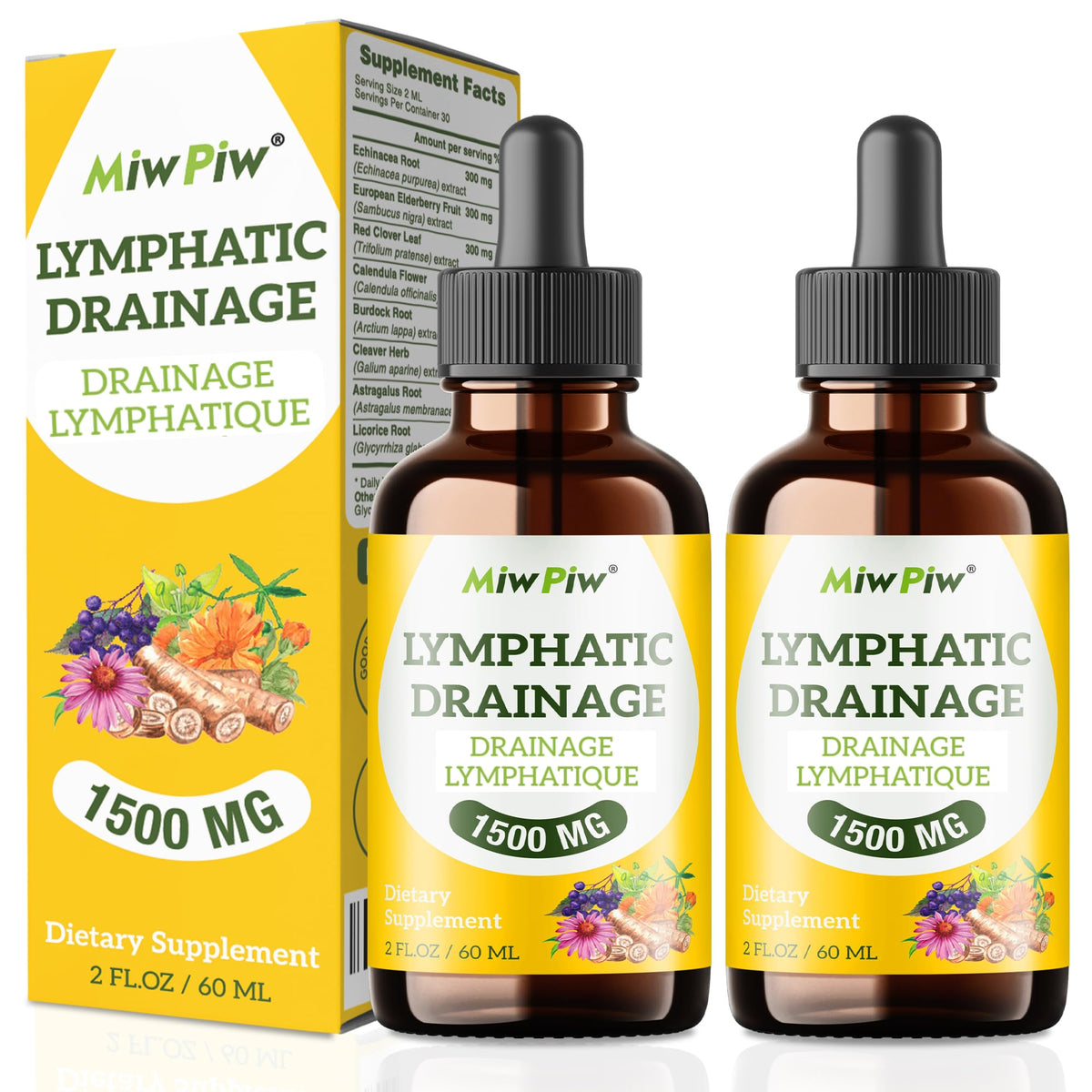 Miw Piw Lymphatic Drainage Drops 30ml front view