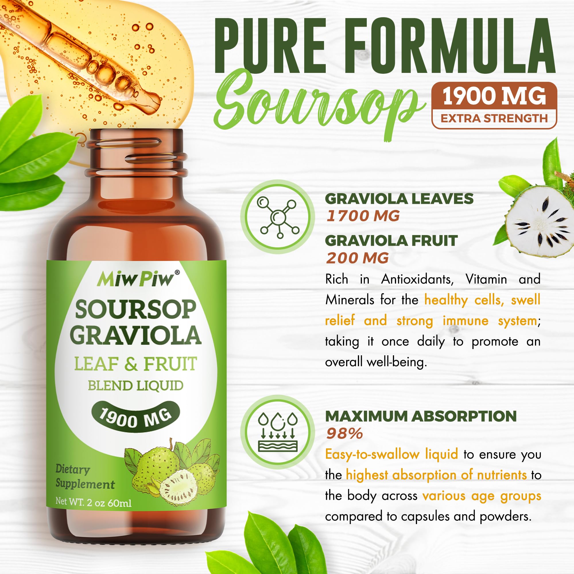 Miw Piw Soursop Blend Liquid bottle close-up