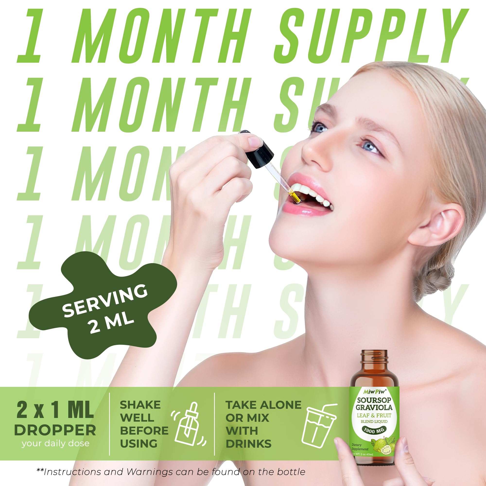 Miw Piw Soursop Blend Liquid with measuring dropper