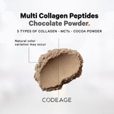 Mixing Codeage Multi Collagen Powder Chocolate in a glass of water