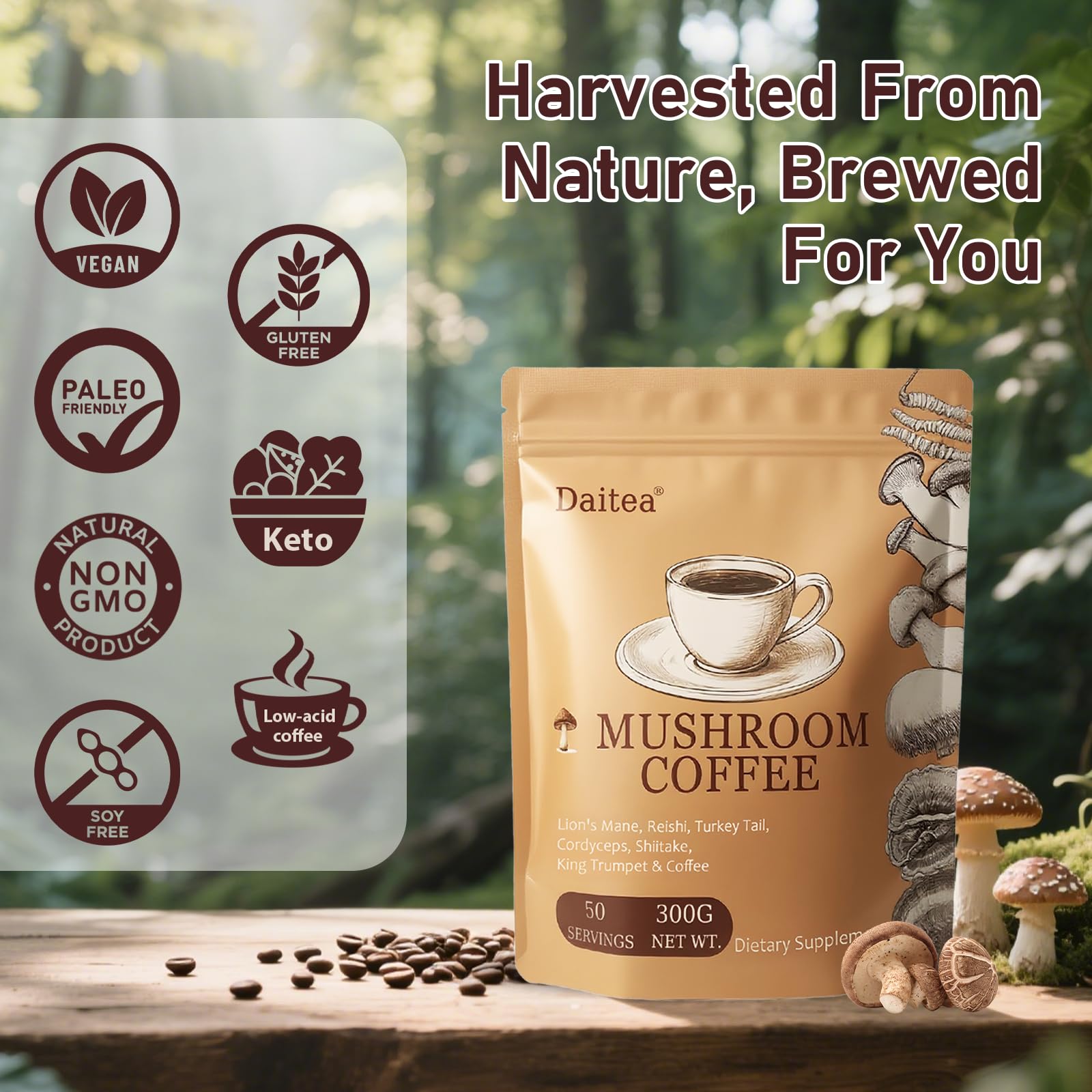 Mixing Daitea Mushroom Coffee Blend with hot water