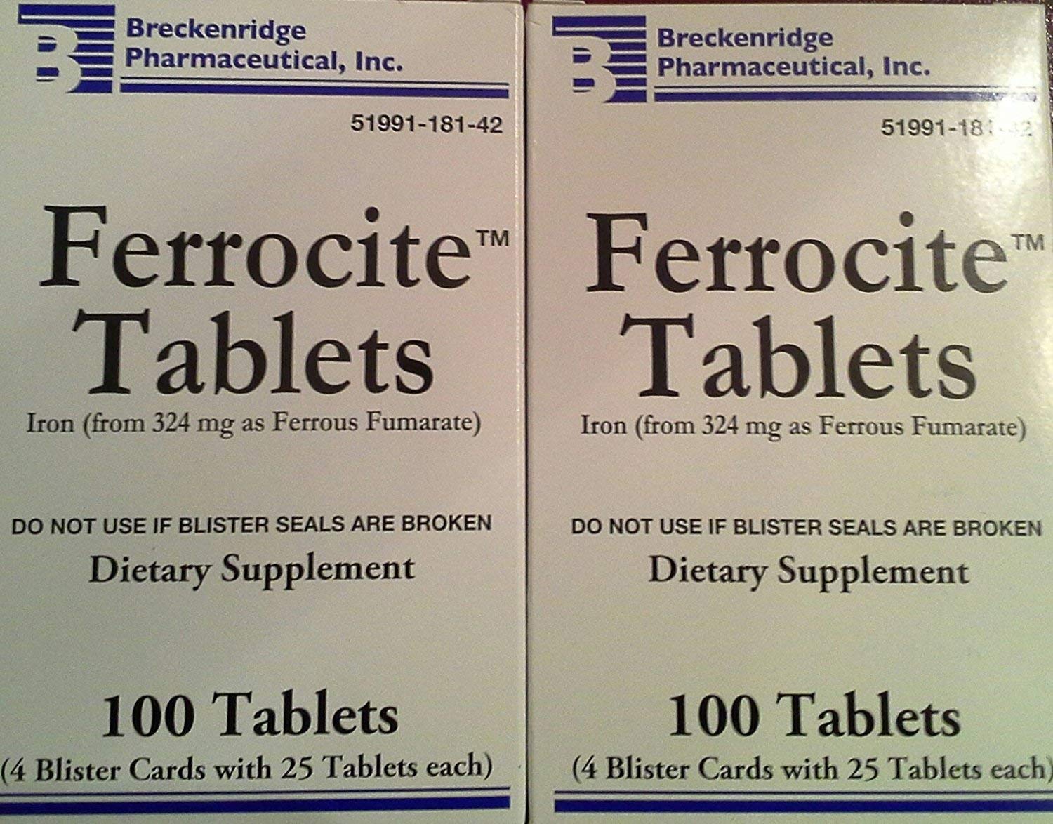 MixNeed Ferrocite Iron Supplement 100 tablets front view