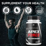 MJO Apex Force Capsules in a lifestyle setting with healthy food