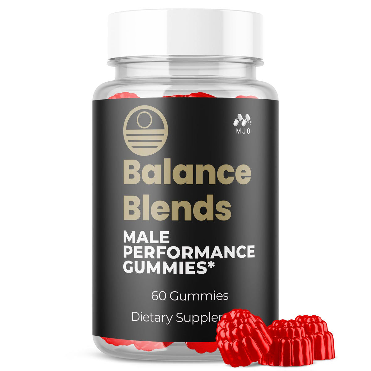 MJO Balance Blends Gummies front view with packaging