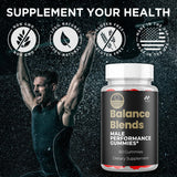 MJO Balance Blends Gummies with a measuring spoon