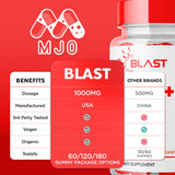 MJO Blast Keto Gummys 1000MG on a wooden table
