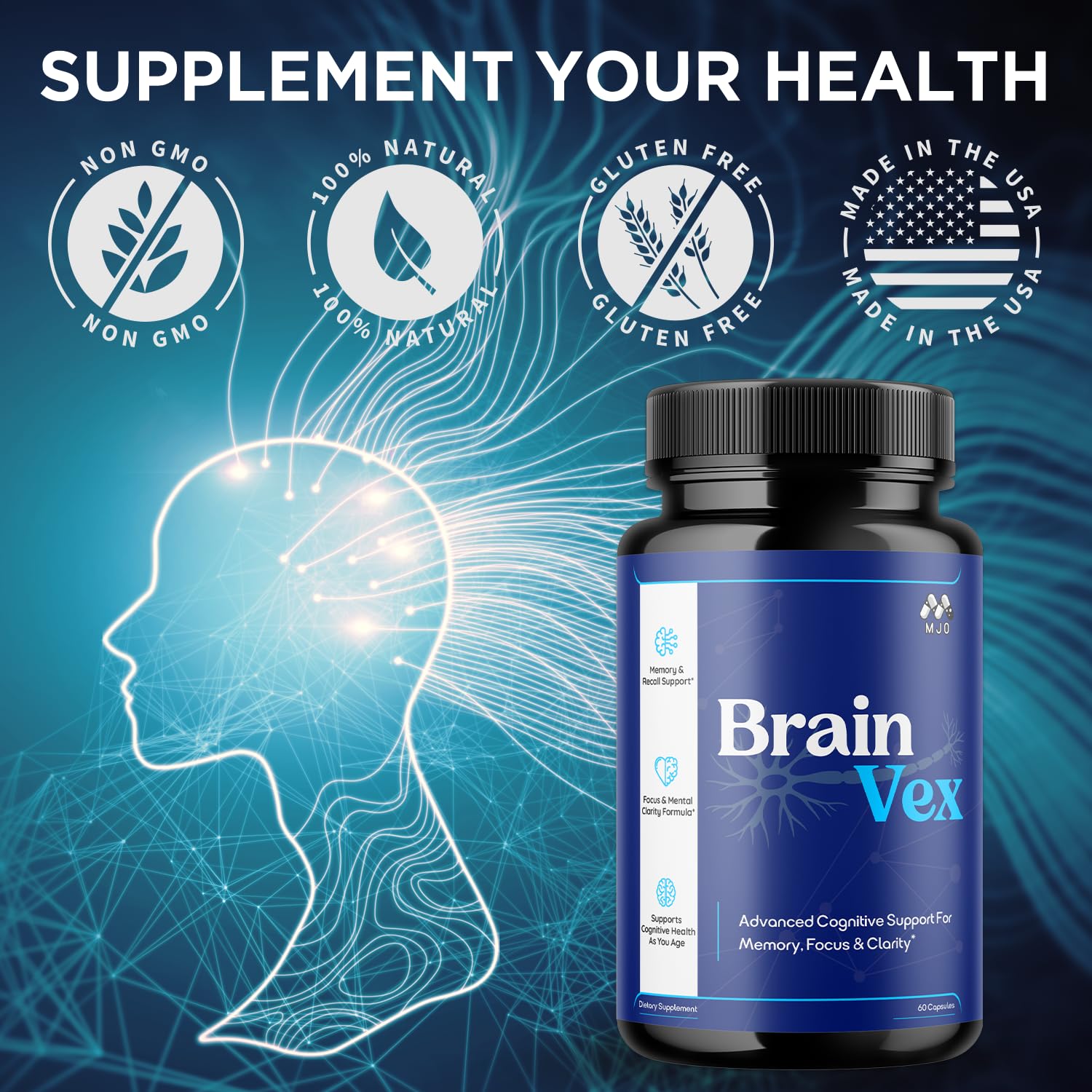 MJO BrainVex Capsules 85g close-up of capsules