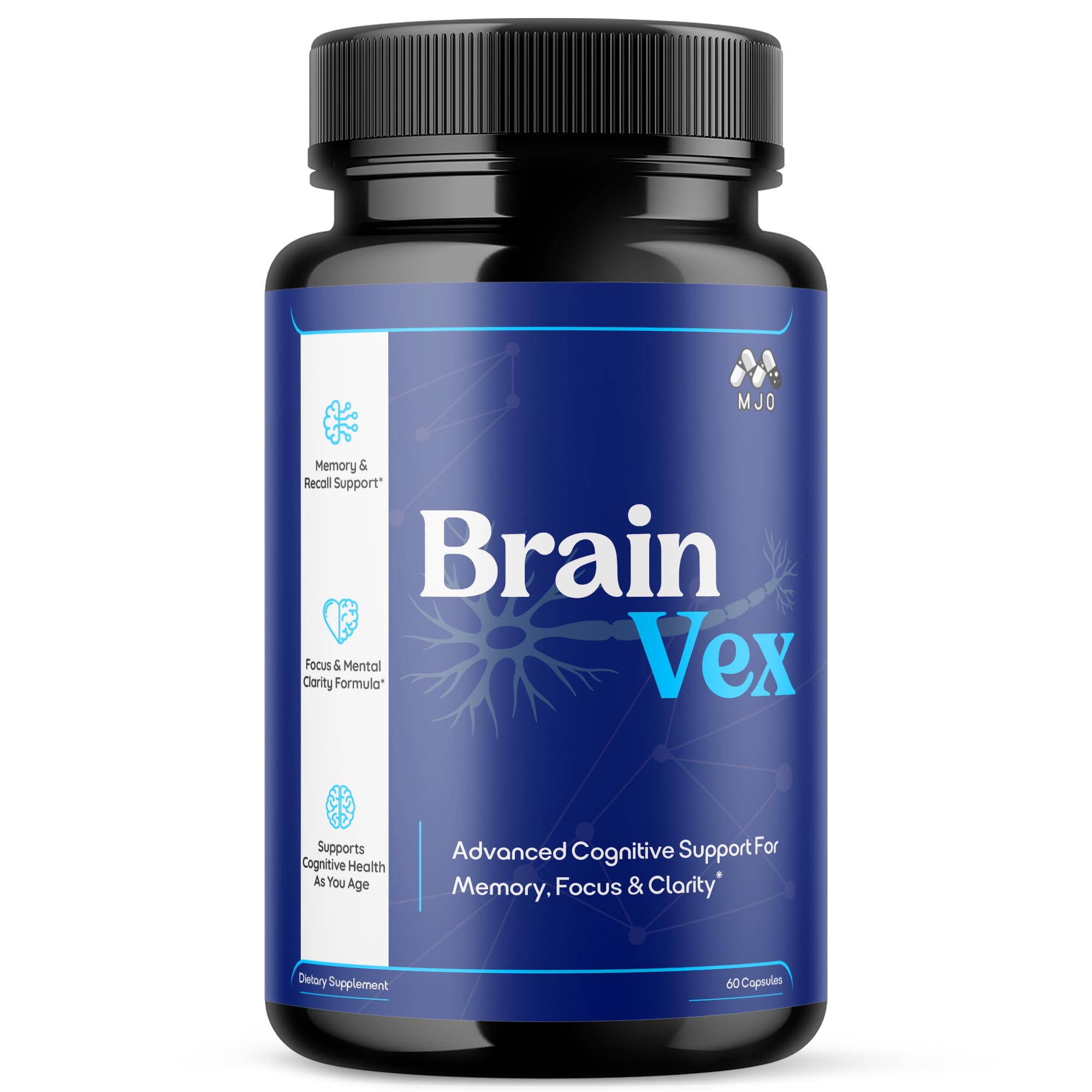 MJO BrainVex Capsules 85g front view with packaging