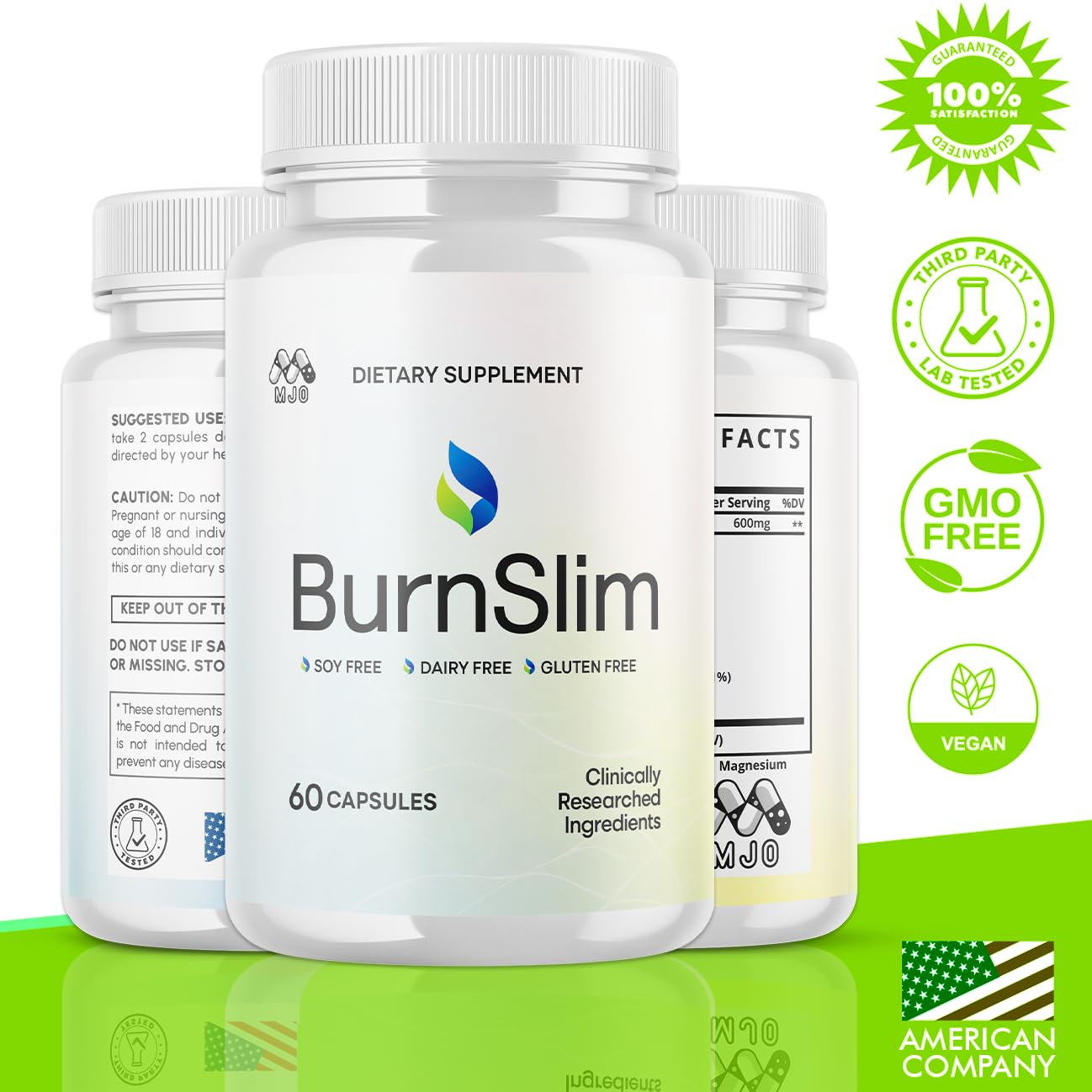 MJO Burnslim Capsules side view showing dosage