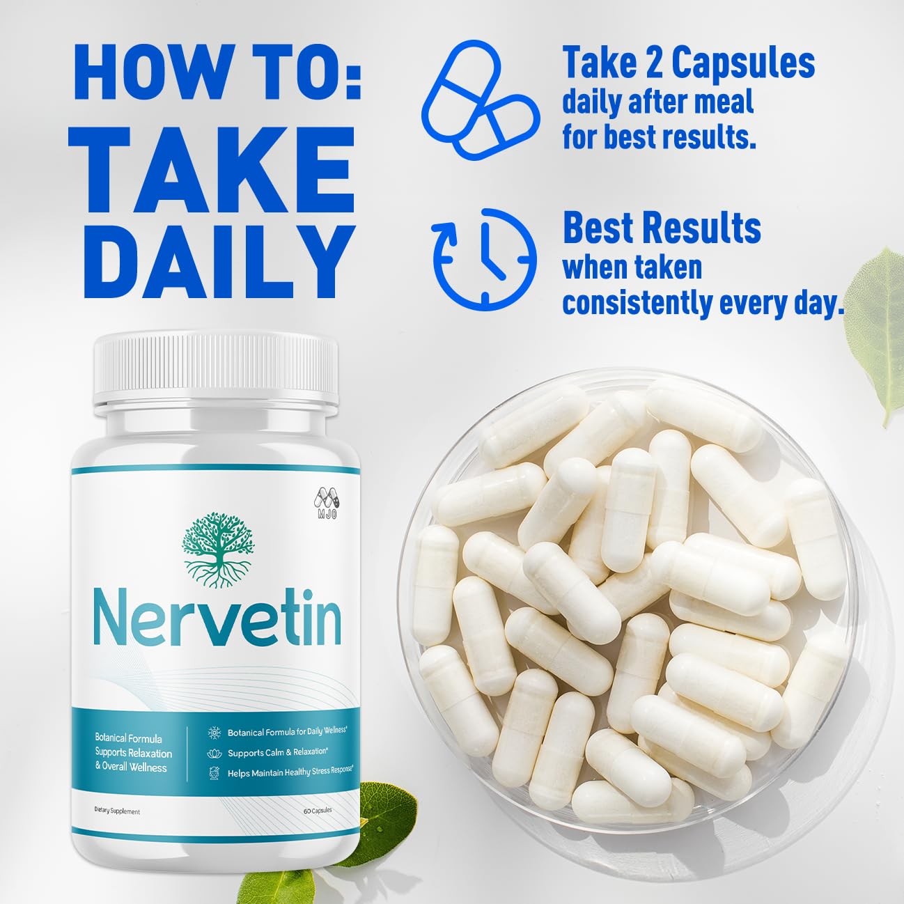 MJO Daily Wellness Supplement 85g side view