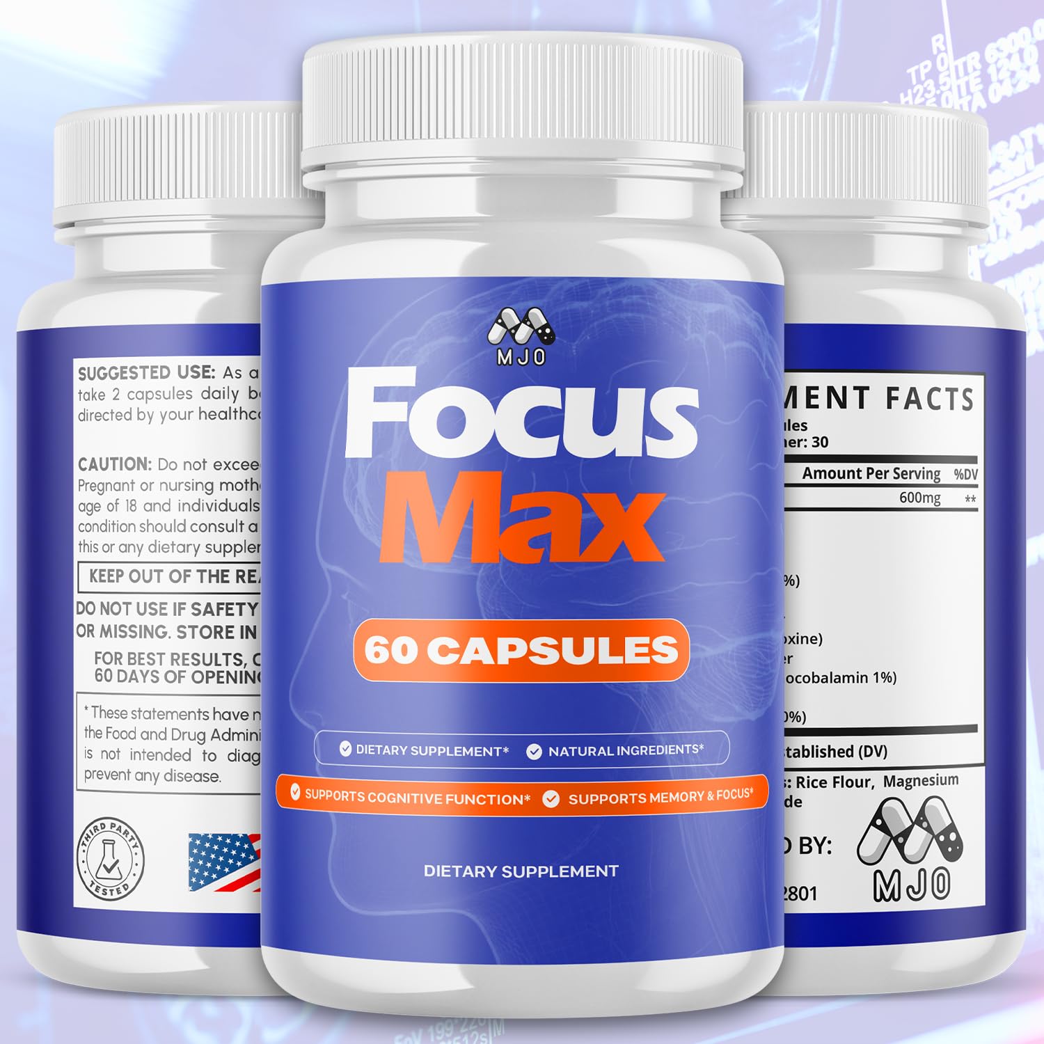 MJO Focus Max Capsules side view showing capsule details