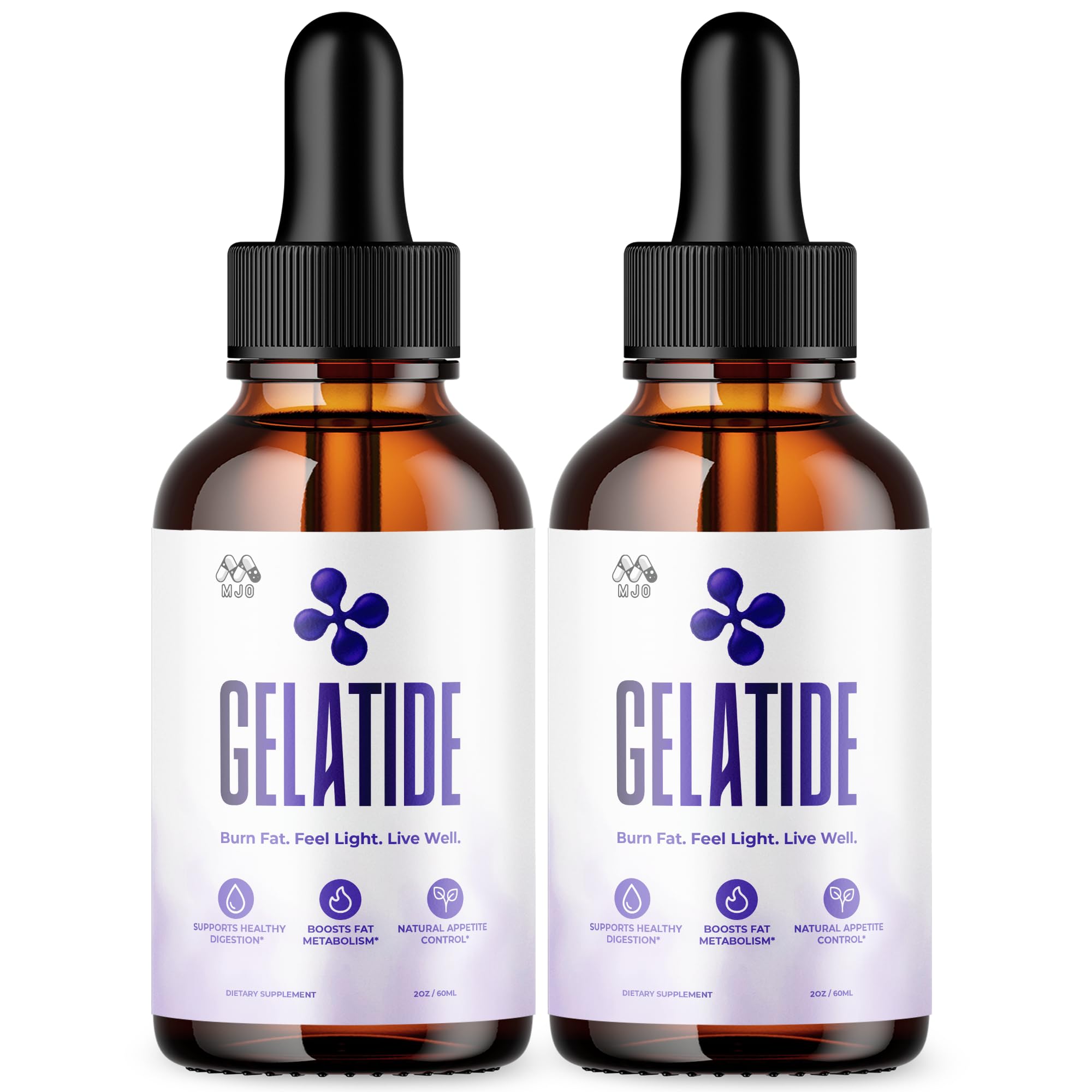 MJO Gelatide Drops bottle front view with 30 servings