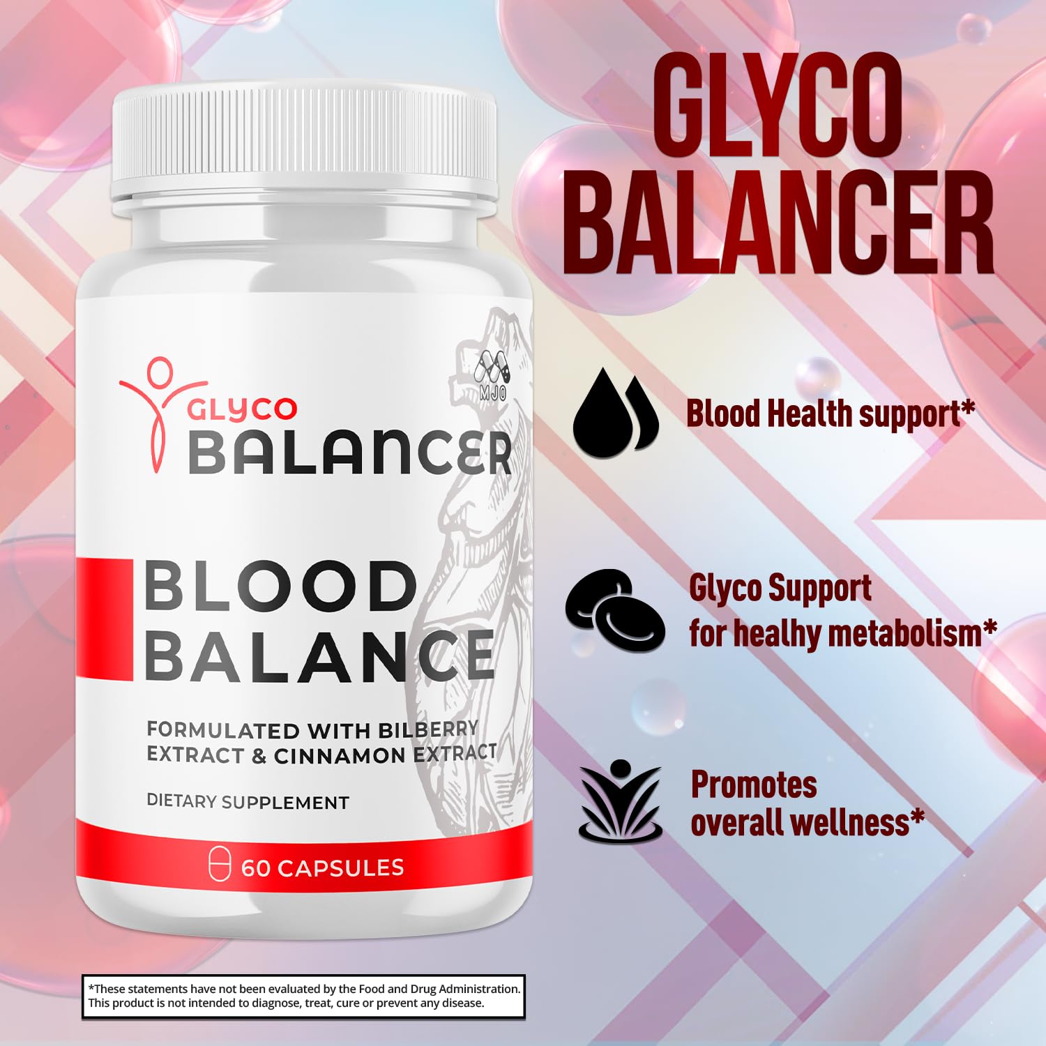 MJO Glyco Balancer Capsules lifestyle scene on kitchen counter