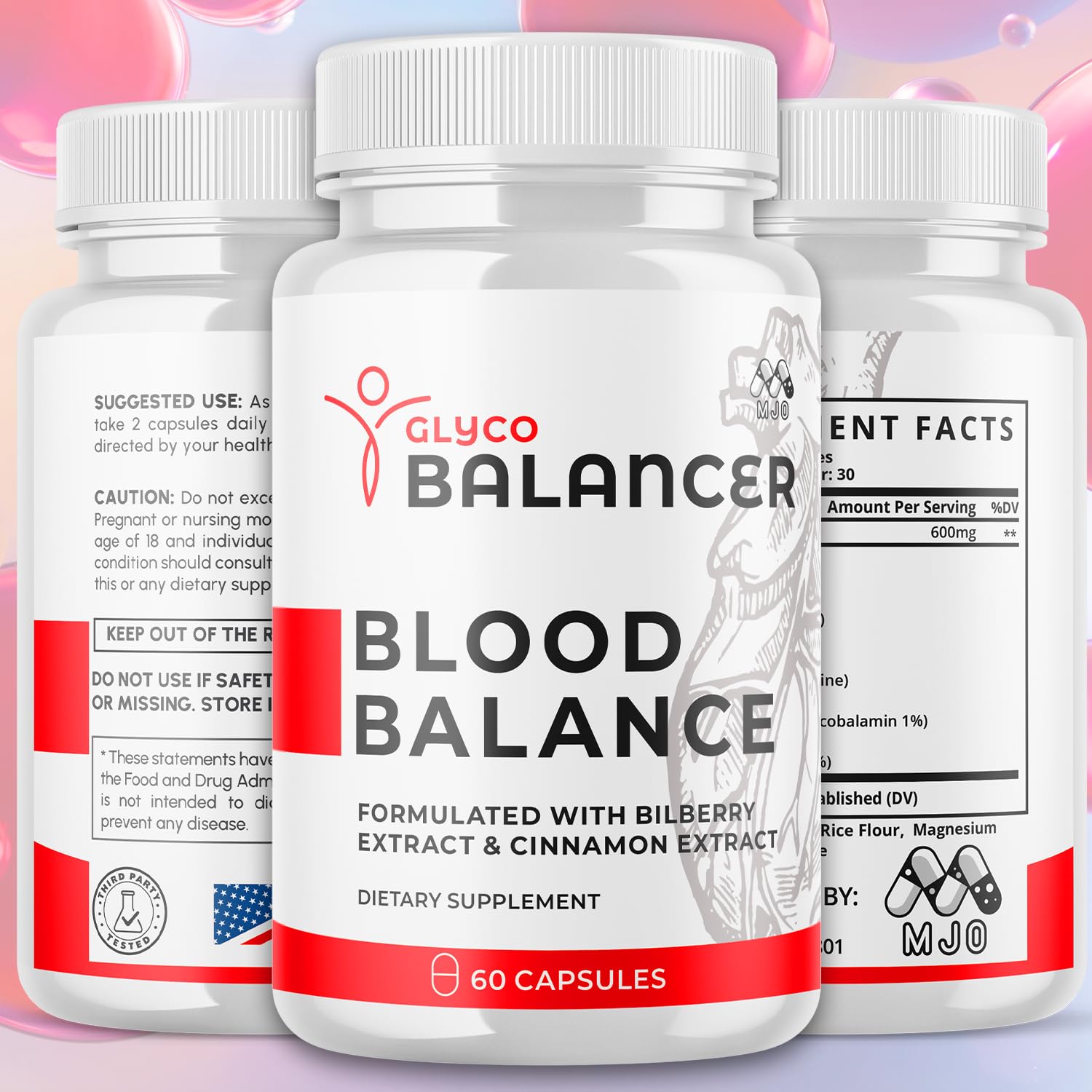 MJO Glyco Balancer Capsules side view showing capsule shape