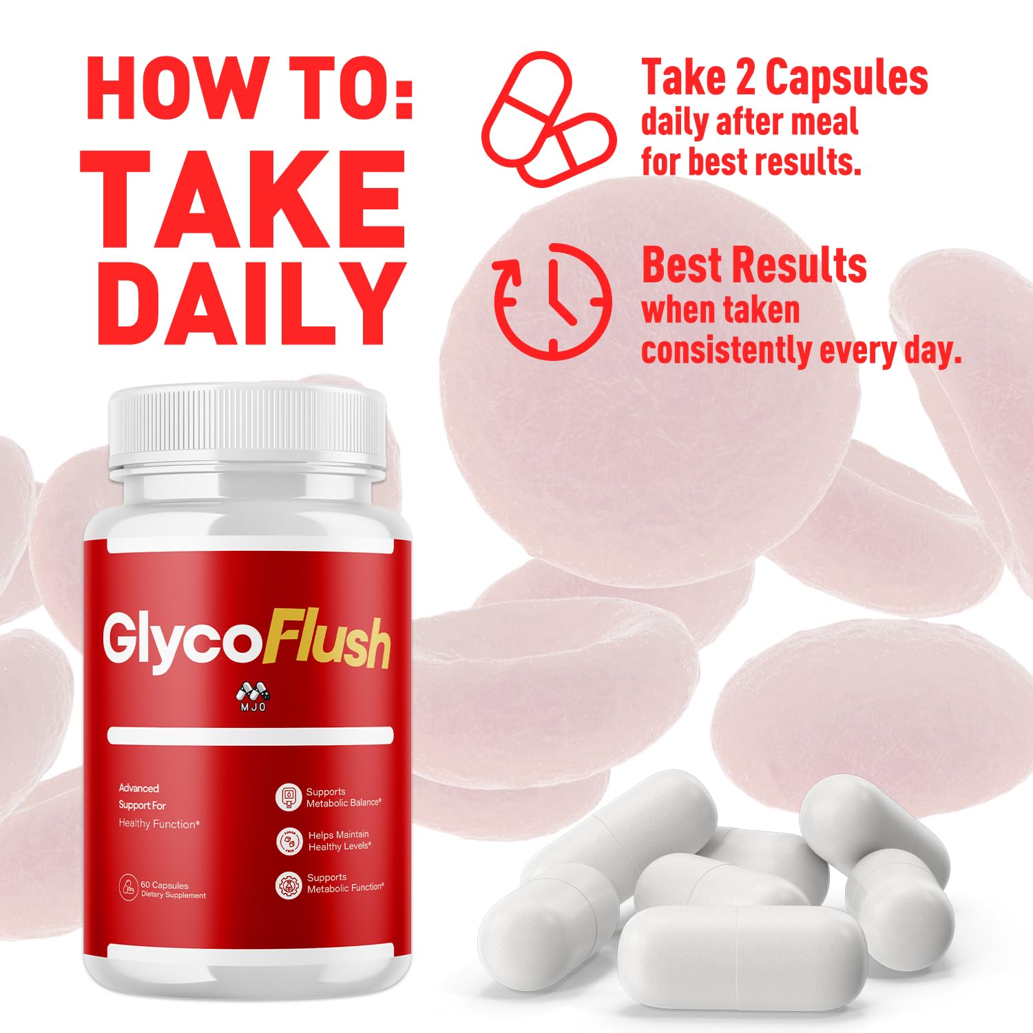 MJO GlycoFlush Capsules with measuring spoon