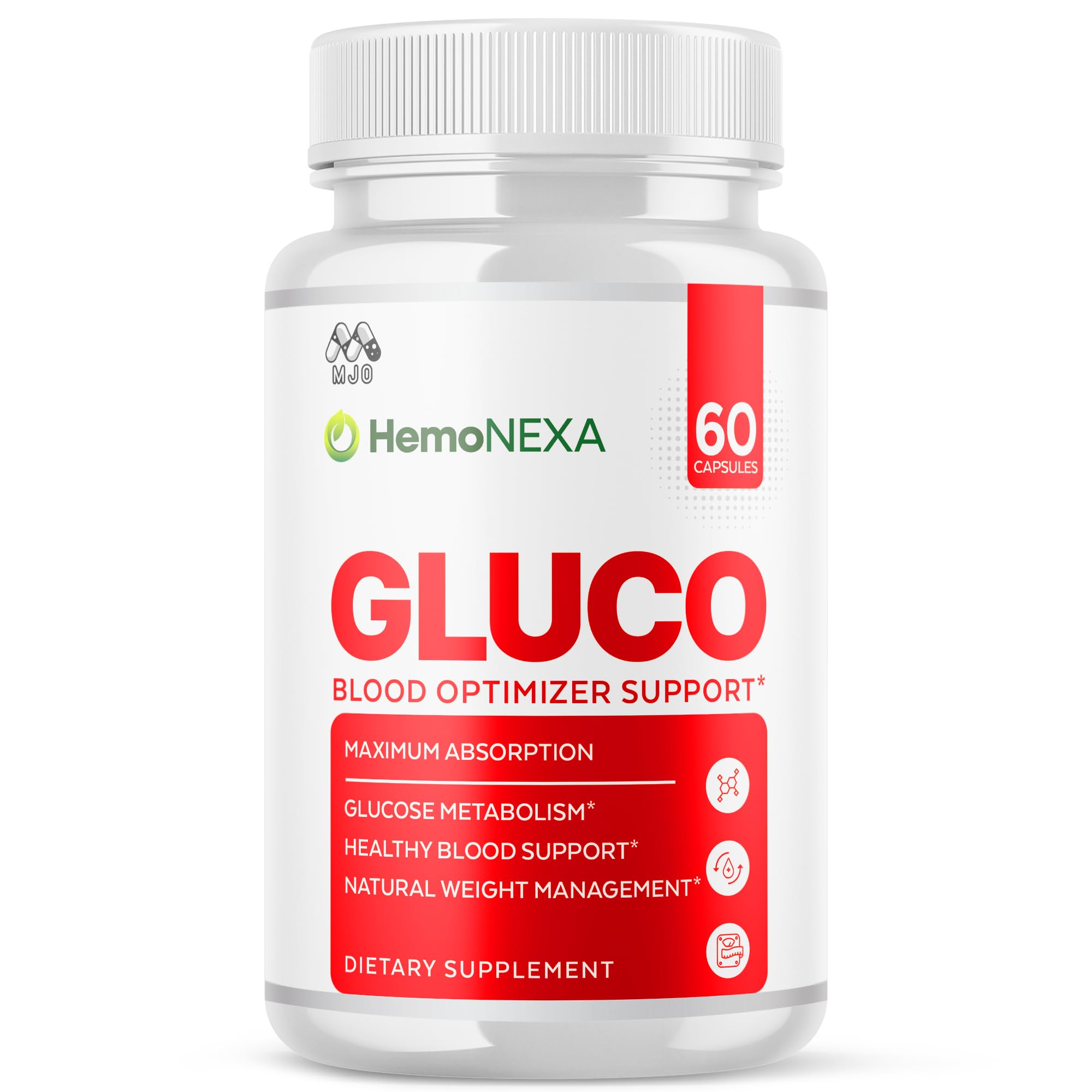 MJO HemoNexa Capsules front view with packaging