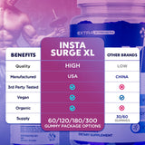 MJO Insta Surge XL Gummies nutritional information label