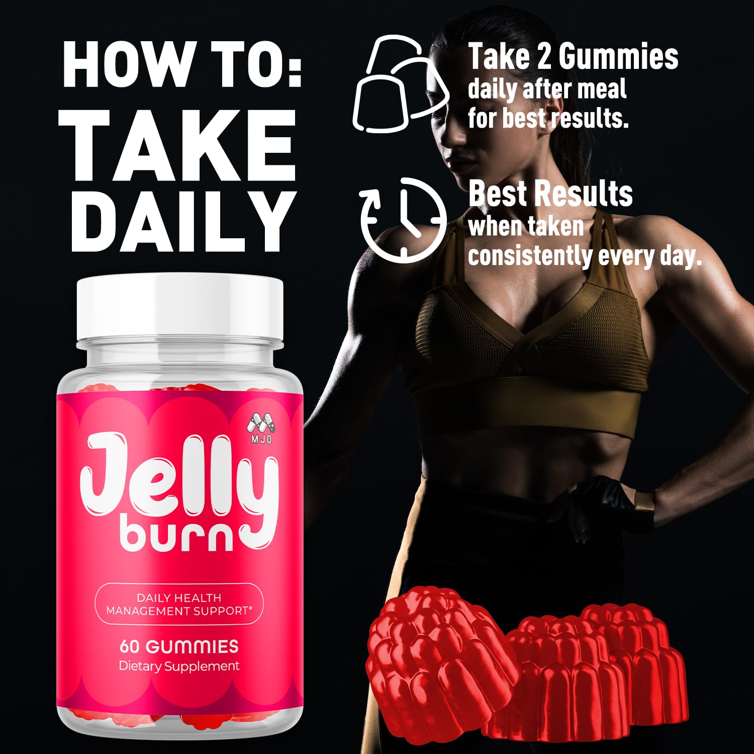 MJO Jelly Burn Gummies lifestyle scene on table