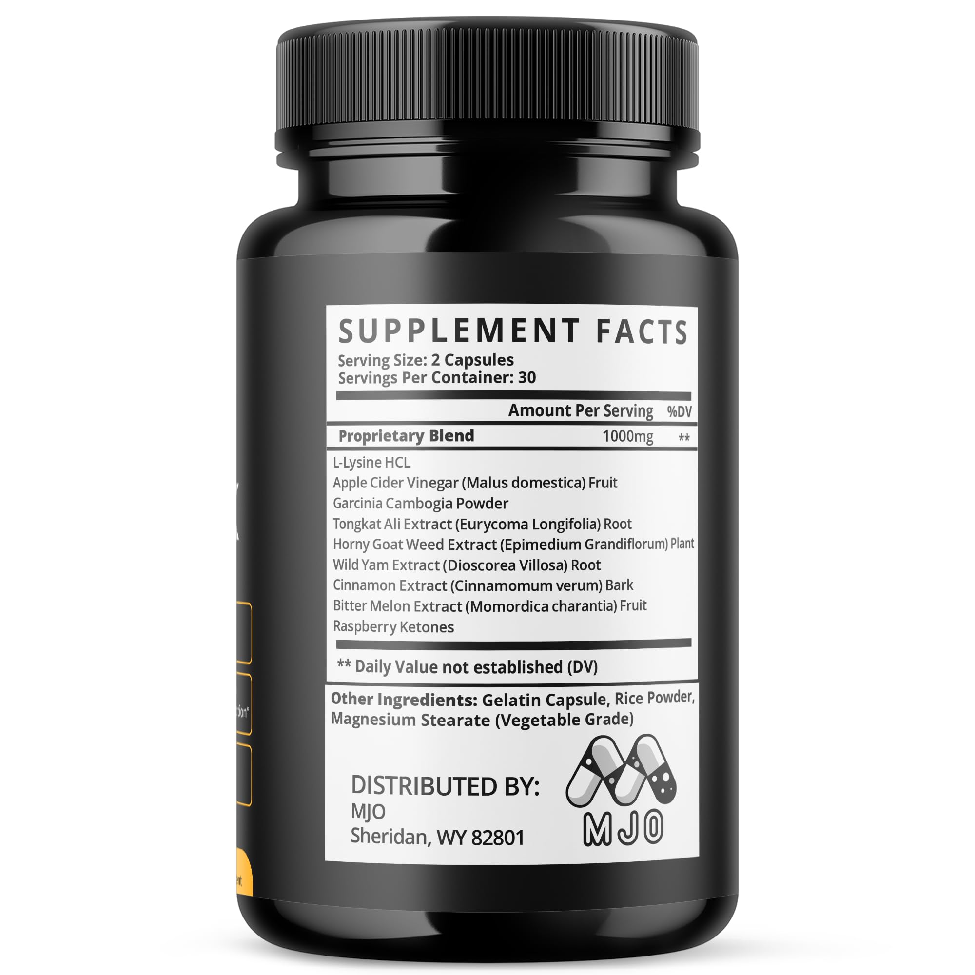 MJO Lean Peak supplement bottle with a fitness tracker