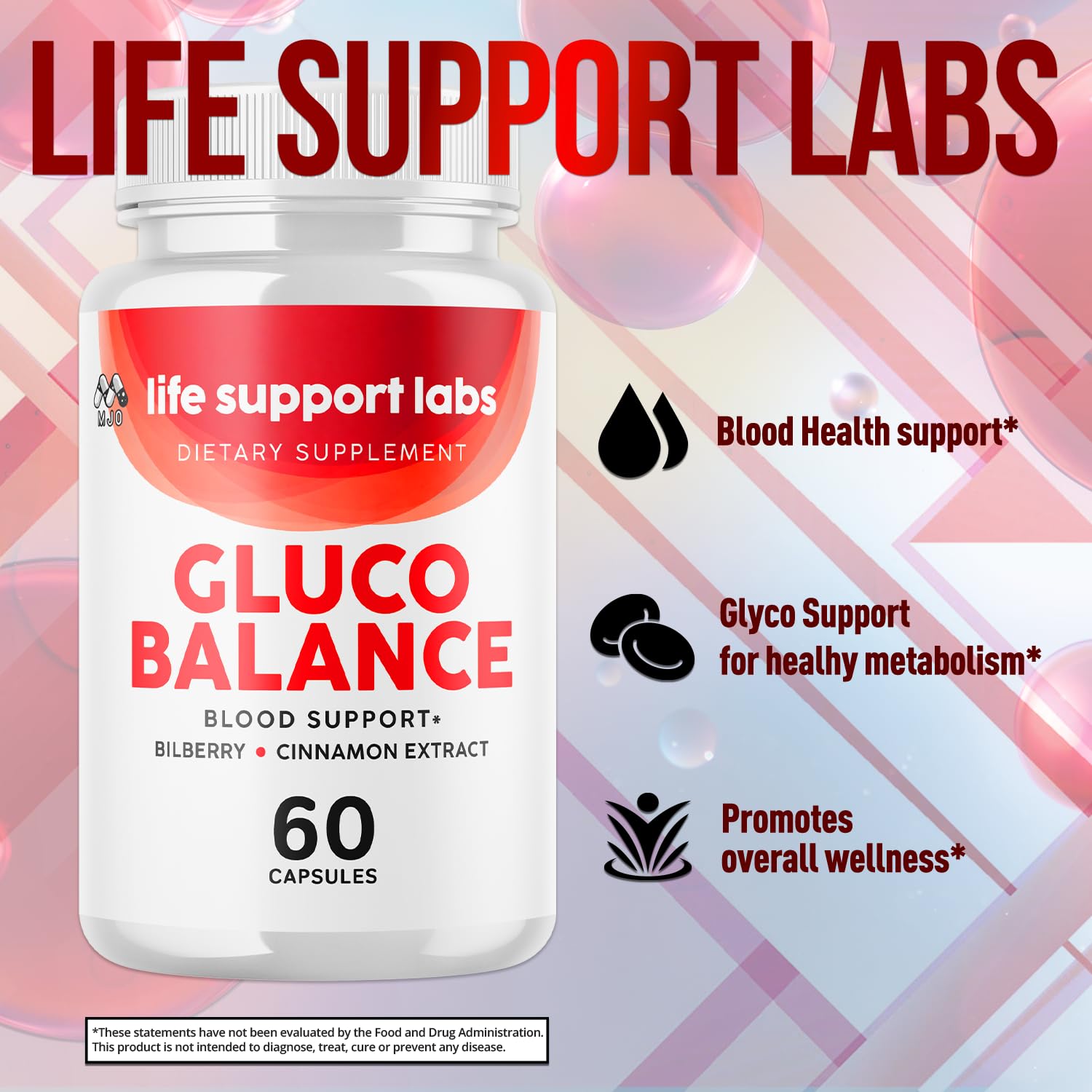 MJO Life Support Labs Capsules on a wooden table