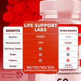 MJO Life Support Labs Capsules opened bottle showing capsules
