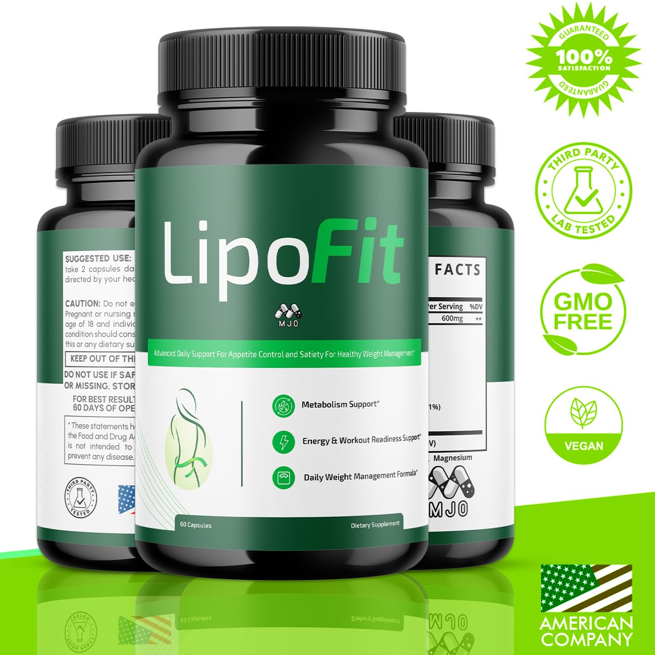 MJO Lipo Fit Capsules side view showing ingredients list