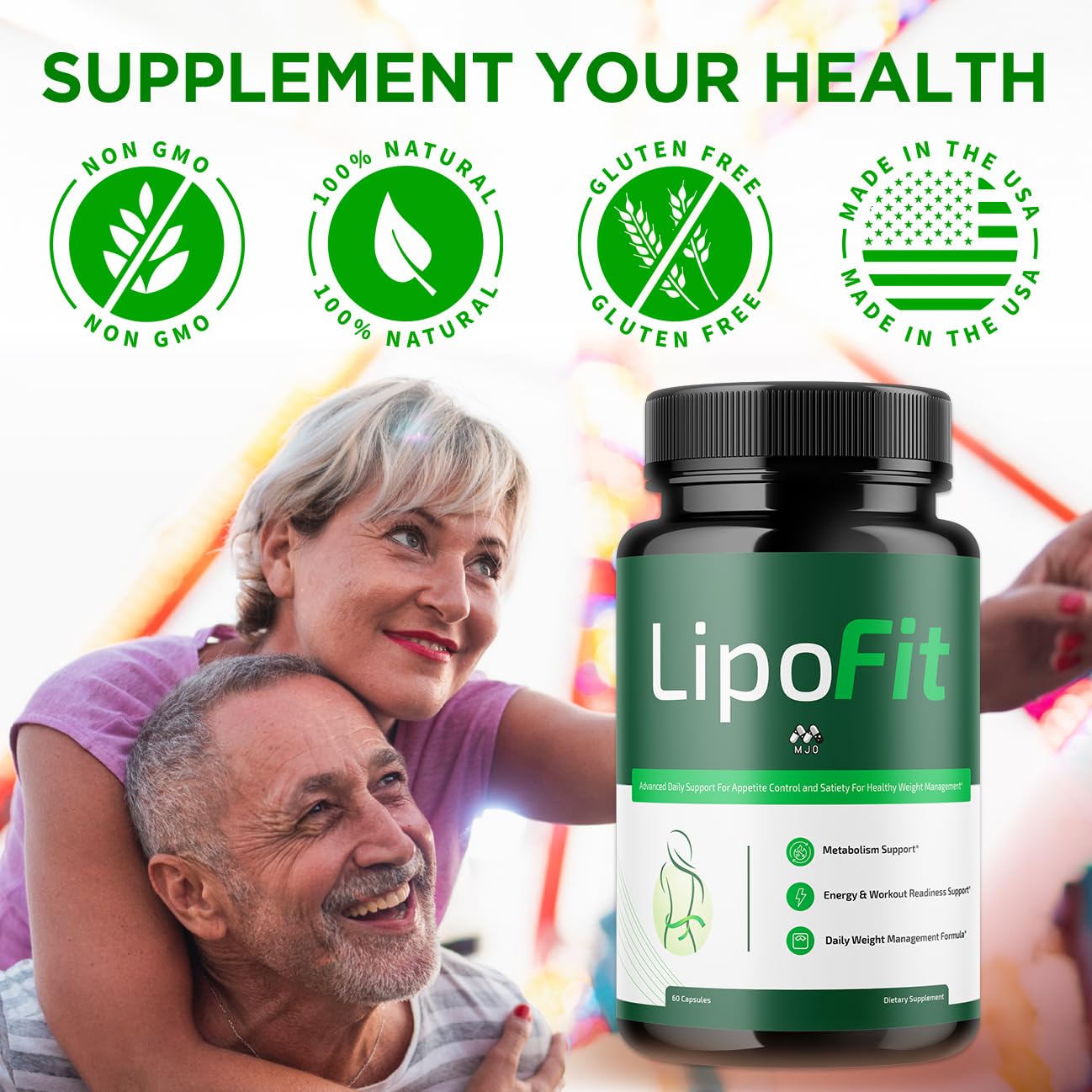 MJO Lipo Fit Capsules with a measuring spoon