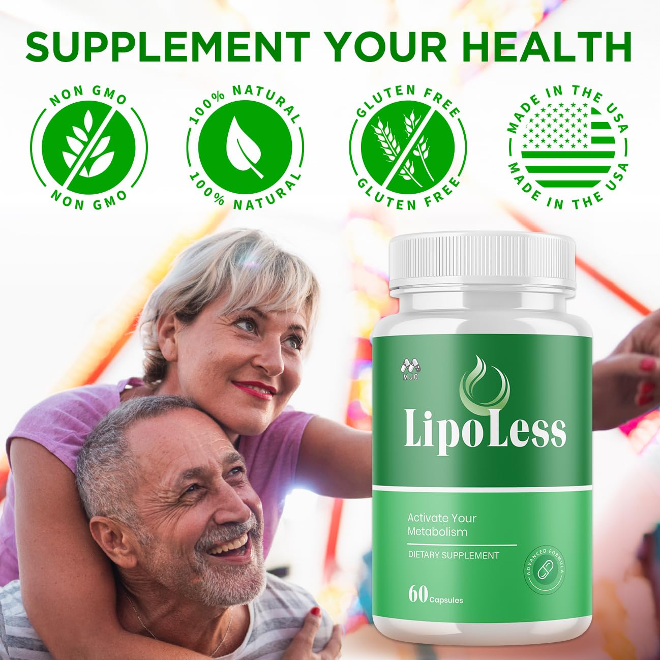 MJO Lipo Less Capsules bottle back view with ingredient list