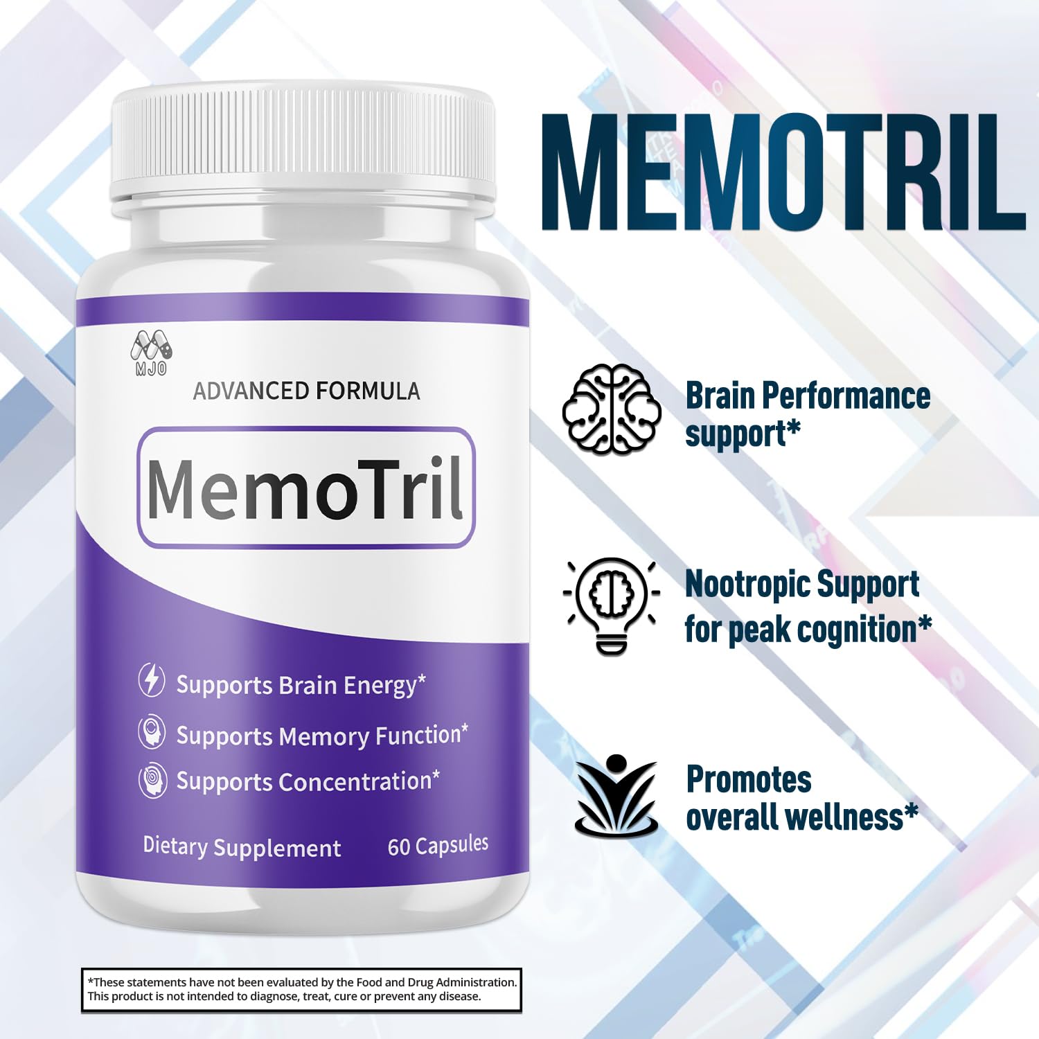 MJO Memotril Capsules ingredients list on packaging