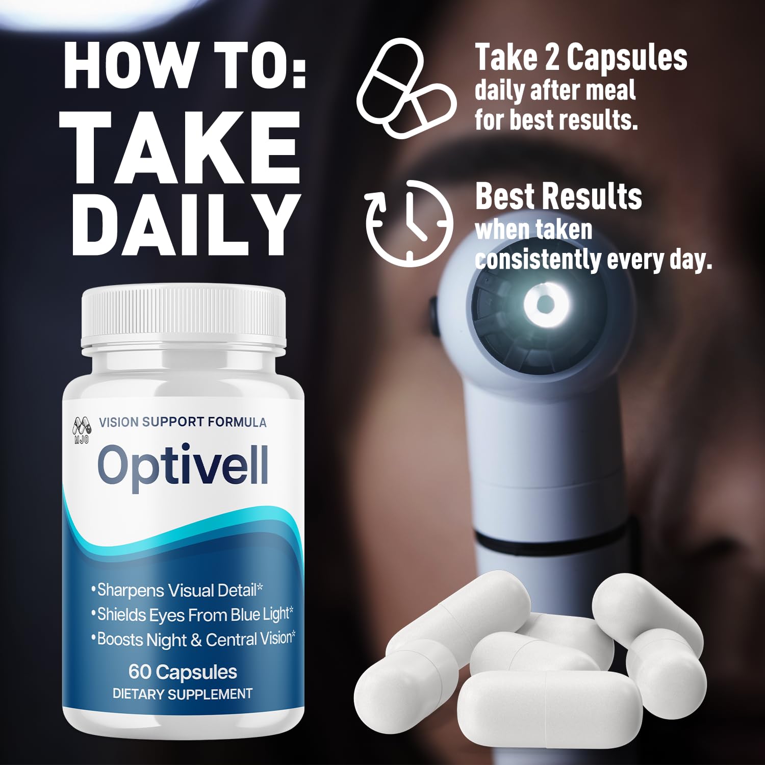 MJO Optivell Eye Capsules packaging with ingredients