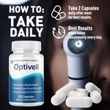 MJO Optivell Eye Capsules with a measuring spoon for dosage