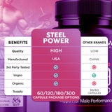 MJO Steel Power Capsules open bottle with capsules visible