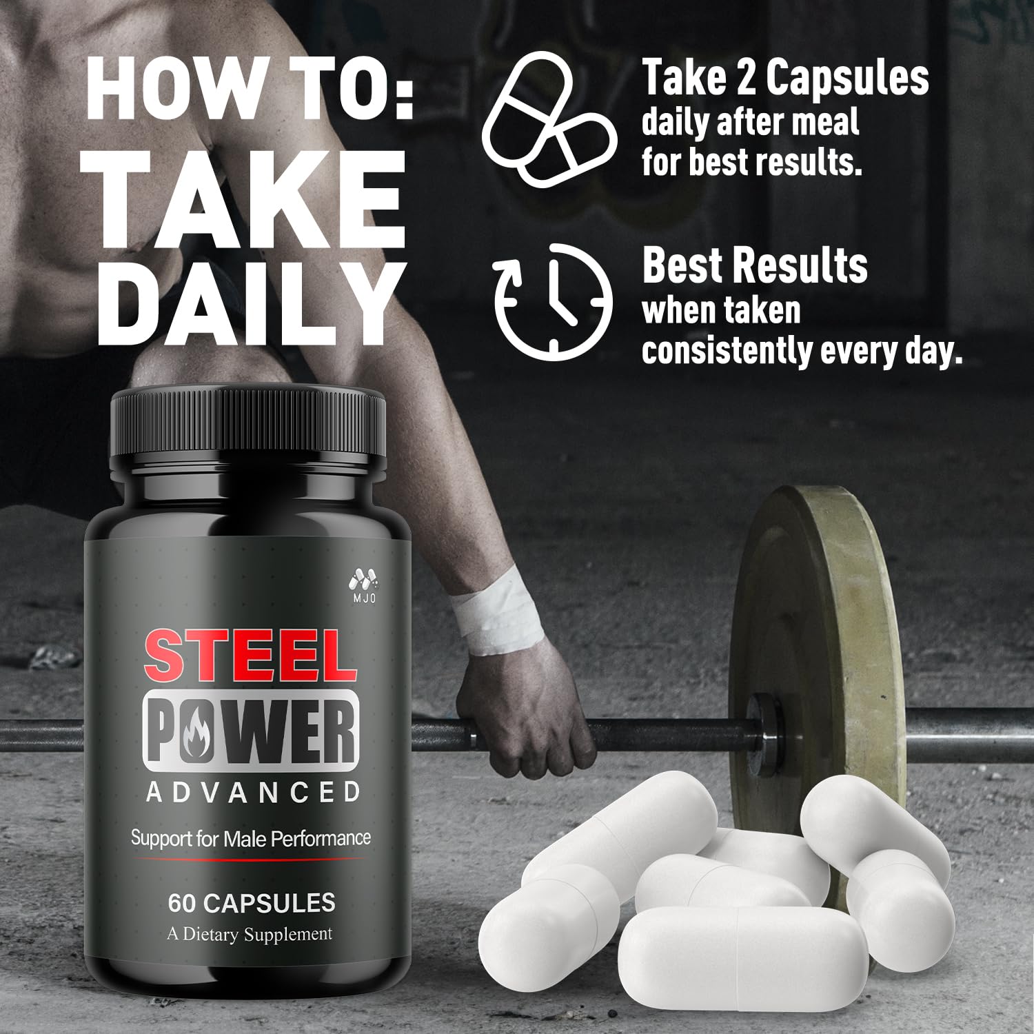 MJO Steel Power Capsules with a measuring spoon