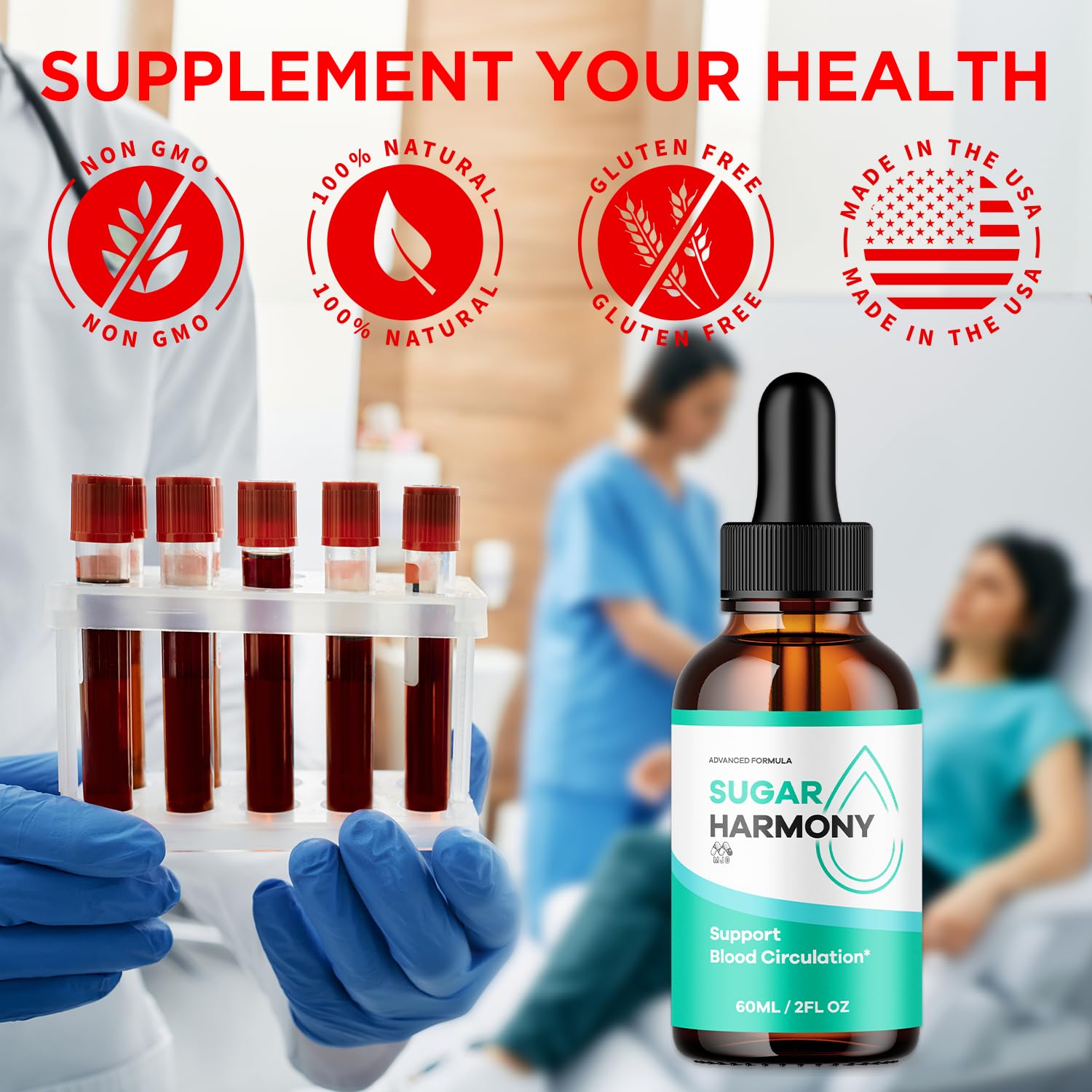 MJO Sugar Harmony Drops with a measuring spoon for dosage