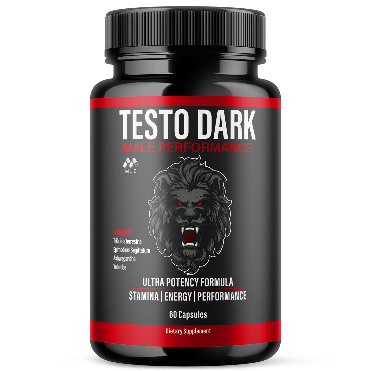 MJO Testo Dark Capsules bottle front view