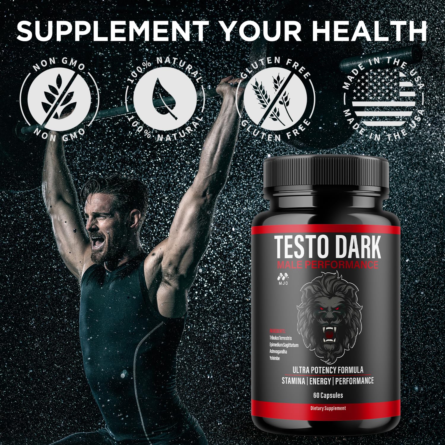 MJO Testo Dark Capsules opened bottle