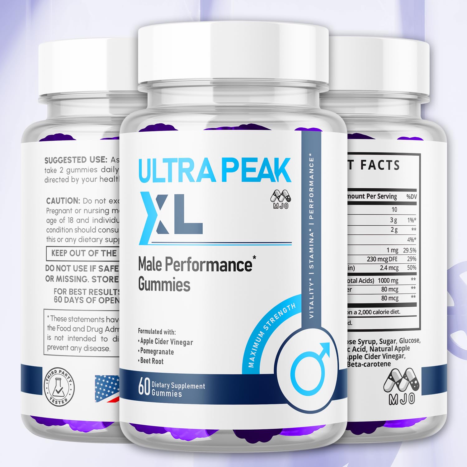 MJO Ultra Peak XL Gummies side view, highlighting the gummy texture