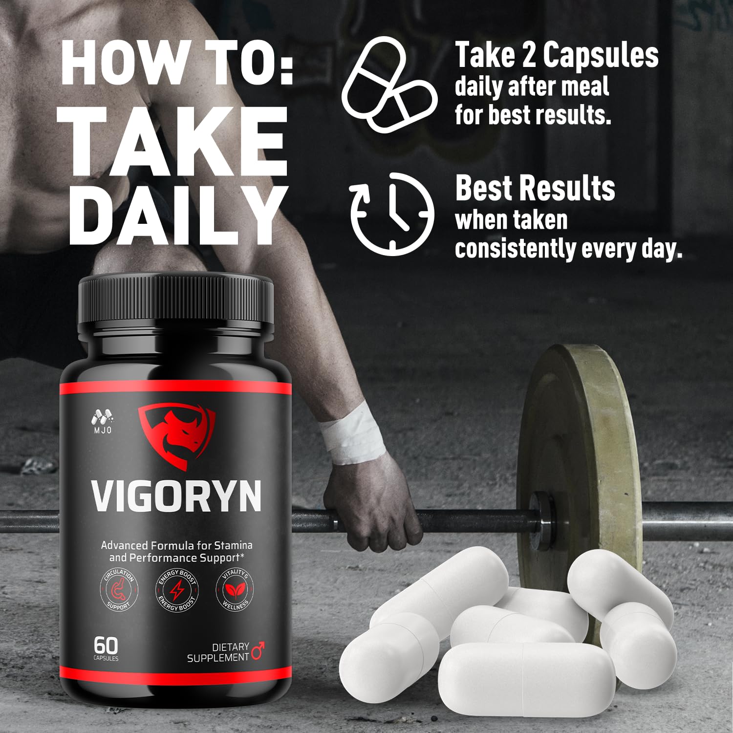 MJO Vigoryn Capsules lifestyle scene with active person