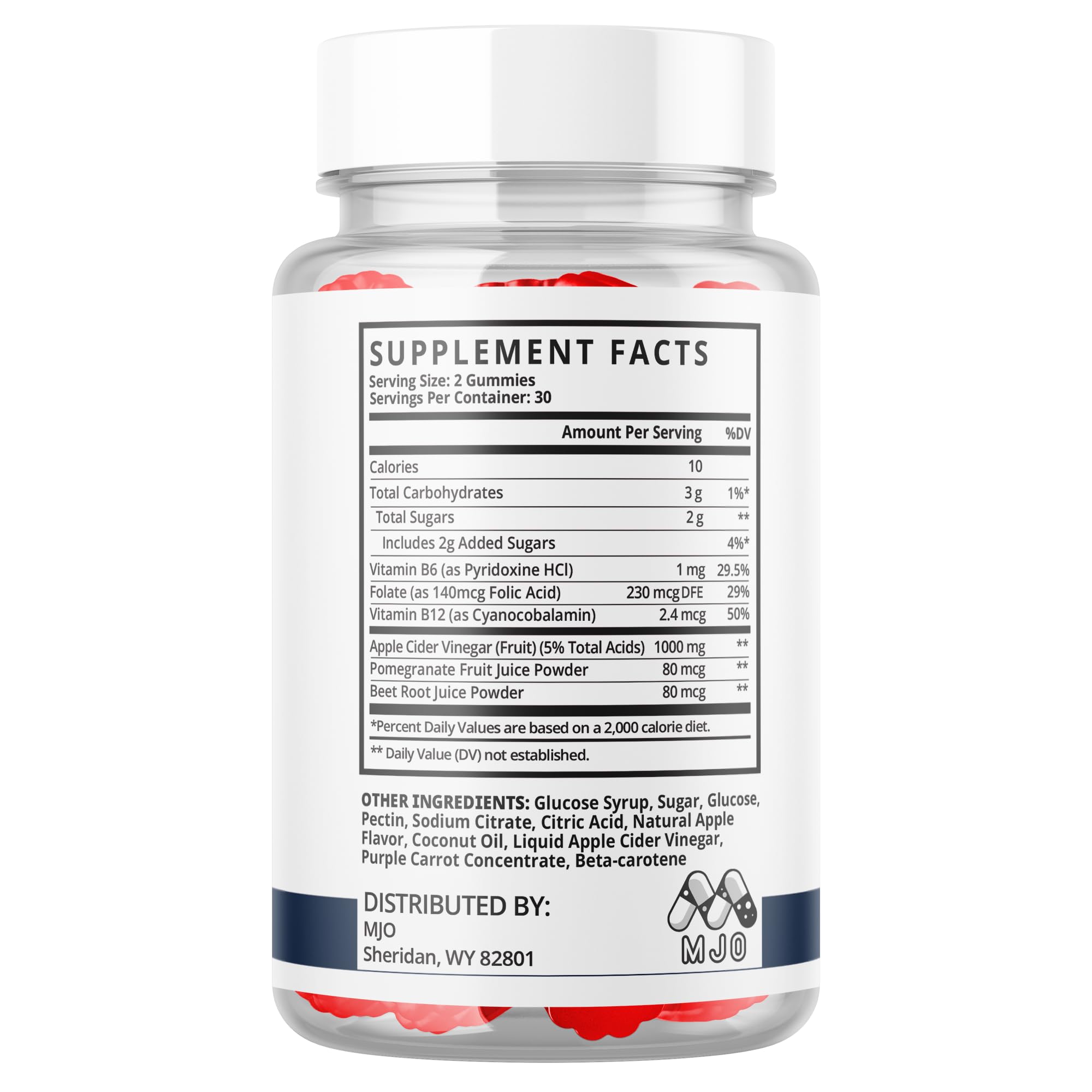 MJO Vital support XL Gummies open bottle showing gummies