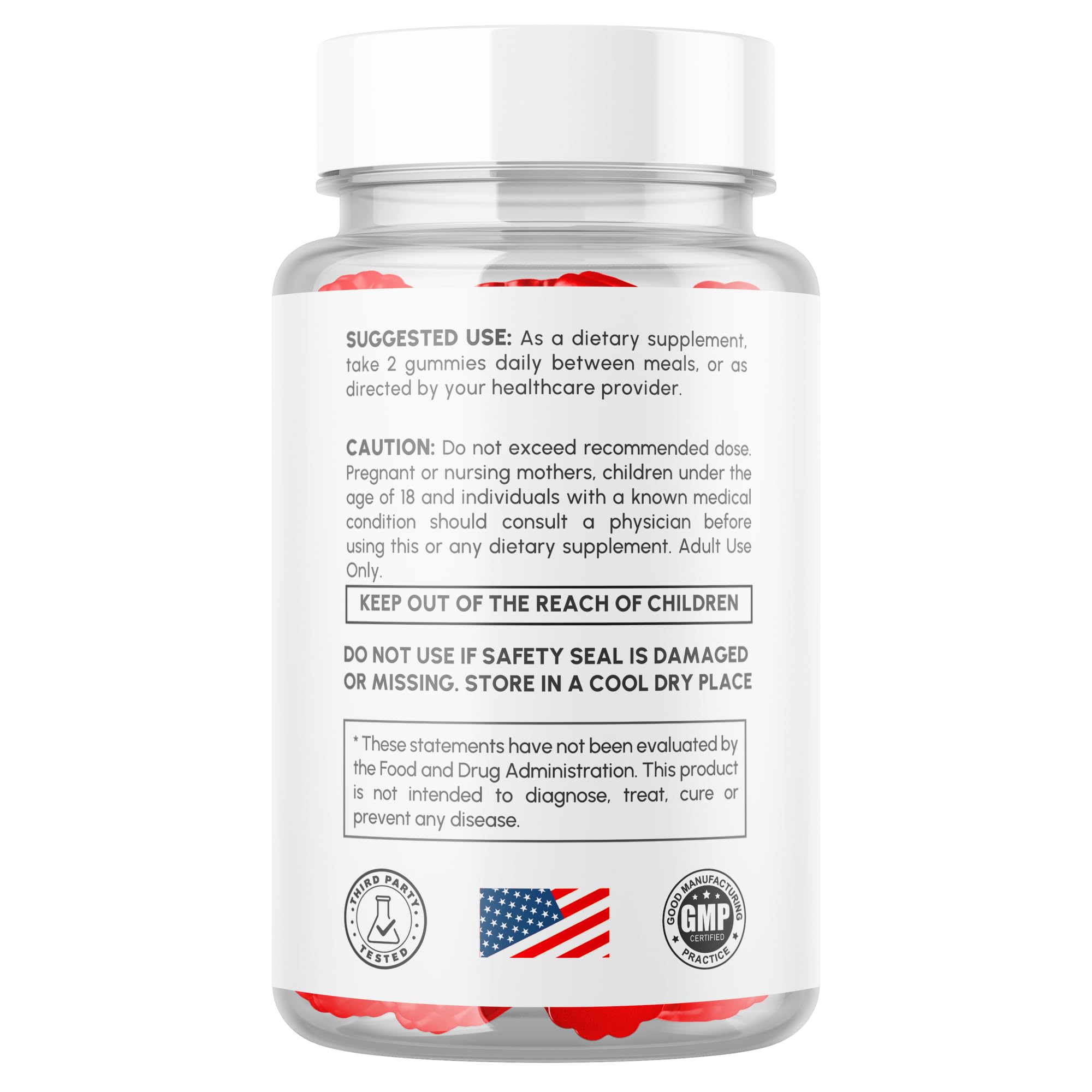 MJO Vital support XL Gummies with fresh fruits background